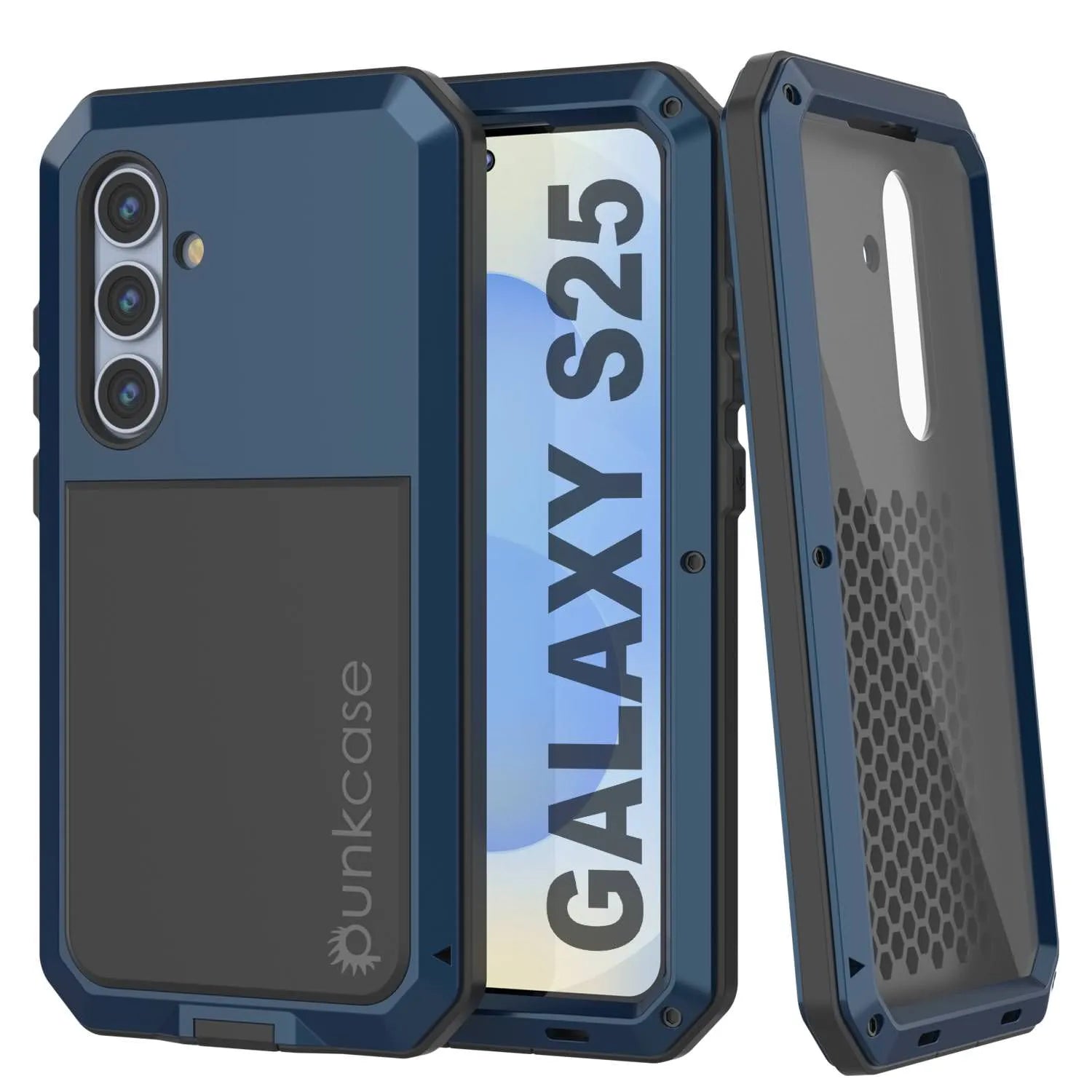 Galaxy S25 Metal Case, Heavy Duty Military Grade Armor Cover [shock proof] Full Body Hard [Blue]