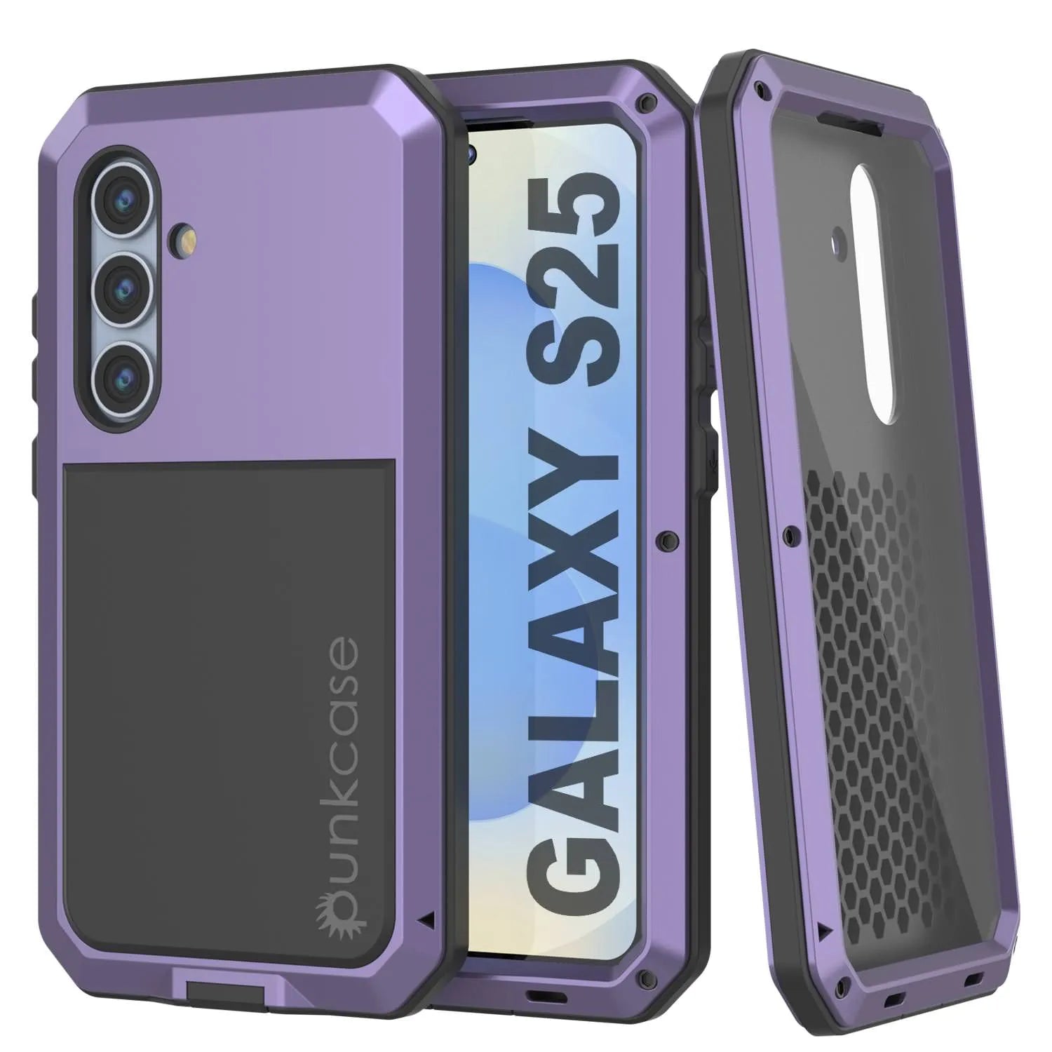 Galaxy S25 Metal Case, Heavy Duty Military Grade Armor Cover [shock proof] Full Body Hard [Purple]