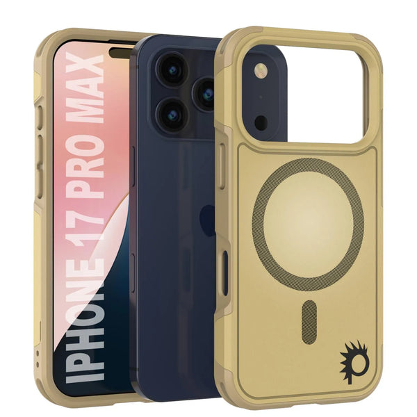 PunkCase iPhone 17 Pro Max Case, [Spartan 2.0 Series] Clear Rugged Heavy Duty Cover W/Built in Screen Protector [yellow]