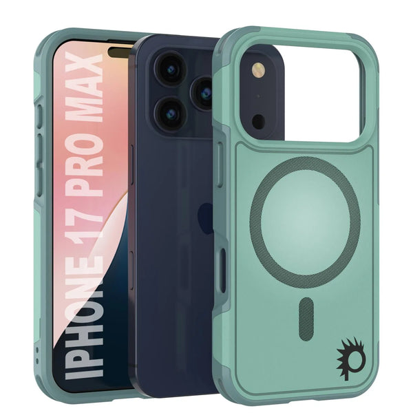 PunkCase iPhone 17 Pro Max Case, [Spartan 2.0 Series] Clear Rugged Heavy Duty Cover W/Built in Screen Protector [teal]