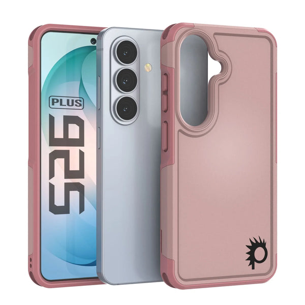 PunkCase Galaxy S26+ Plus Case, [Spartan 2.0 Series] Clear Rugged Heavy Duty Cover [Pink]