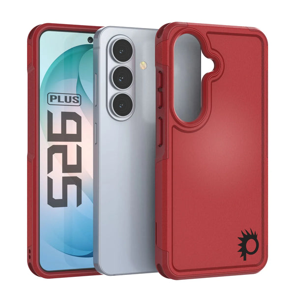 PunkCase Galaxy S26+ Plus Case, [Spartan 2.0 Series] Clear Rugged Heavy Duty Cover [Red]