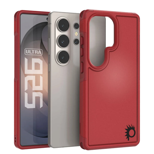 PunkCase Galaxy S26 Ultra Case, [Spartan 2.0 Series] Clear Rugged Heavy Duty Cover [Red]
