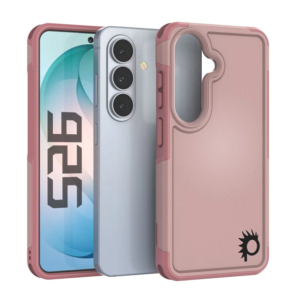 PunkCase Galaxy S26 Case, [Spartan 2.0 Series] Clear Rugged Heavy Duty Cover [Pink]