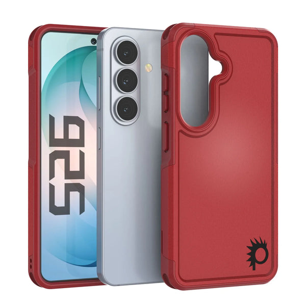 PunkCase Galaxy S26 Case, [Spartan 2.0 Series] Clear Rugged Heavy Duty Cover [Red]