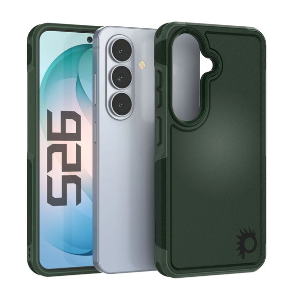 PunkCase Galaxy S26 Case, [Spartan 2.0 Series] Clear Rugged Heavy Duty Cover [Dark Green]
