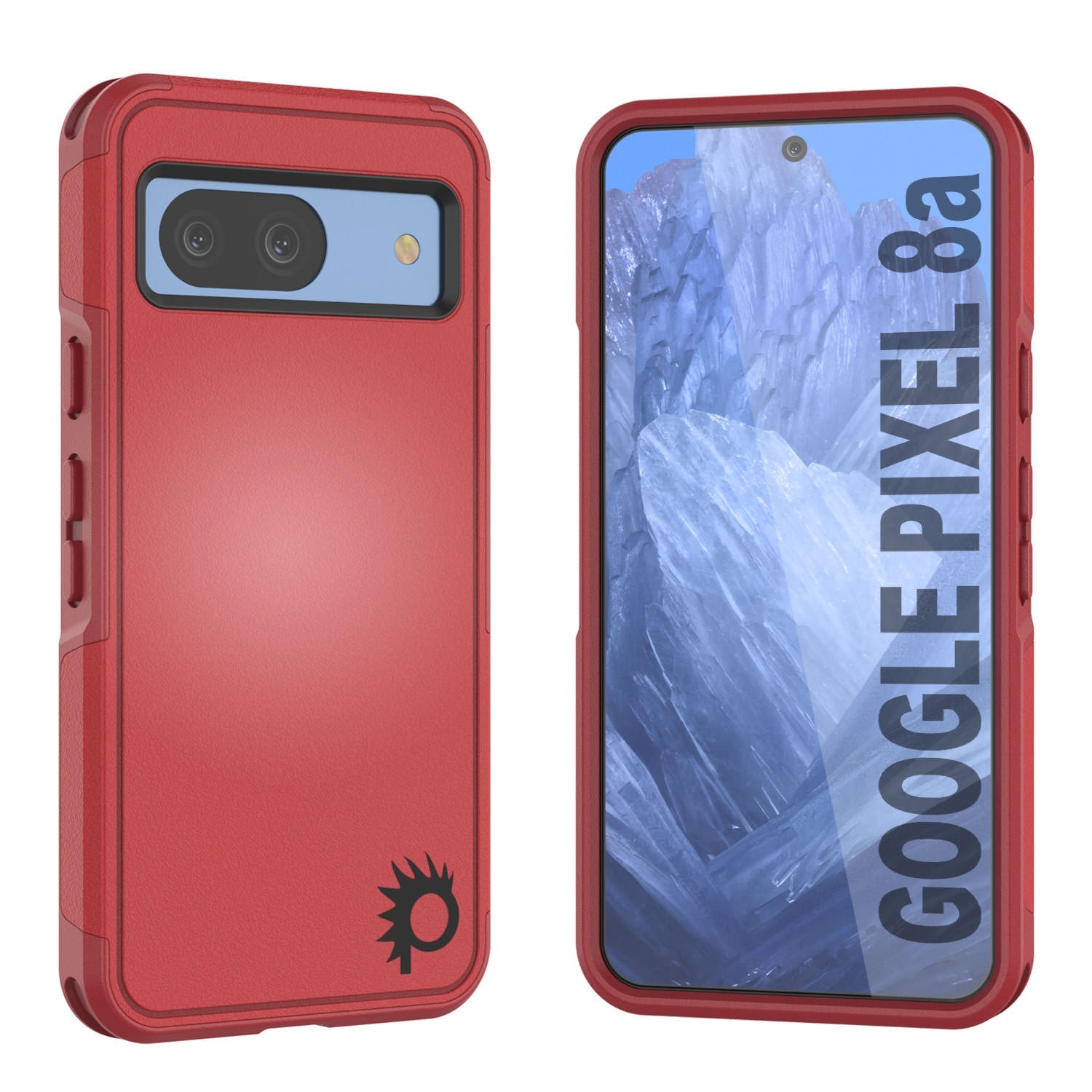 PunkCase Google Pixel 9 Pro XL Case, [Spartan 2.0 Series] Clear Rugged Heavy Duty Cover W/Built in Screen Protector [Red]