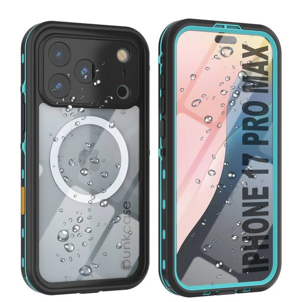 iPhone 17 Pro Max Waterproof IP68 Case, Punkcase [Teal] [StudStar Series] [Slim Fit]