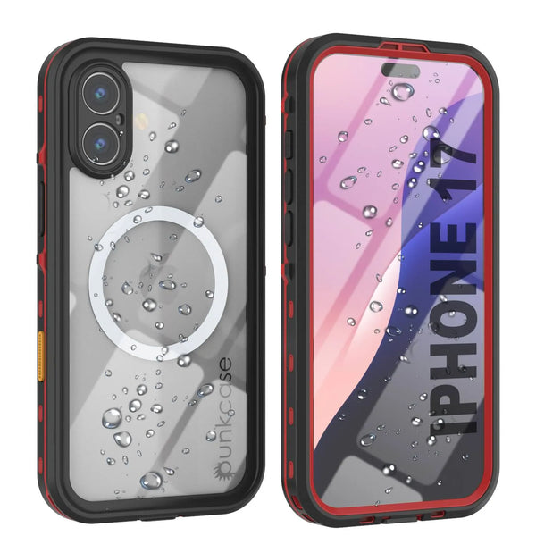 iPhone 17 Waterproof IP68 Case, Punkcase [Red] [StudStar Series] [Slim Fit]