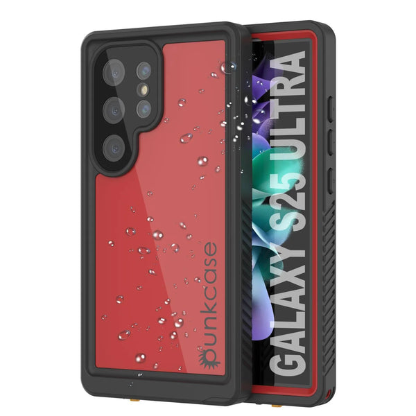 Galaxy S25 Ultra Waterproof Case PunkCase StudStar Red Thin 6.6ft Underwater IP68 Shock/Snow Proof