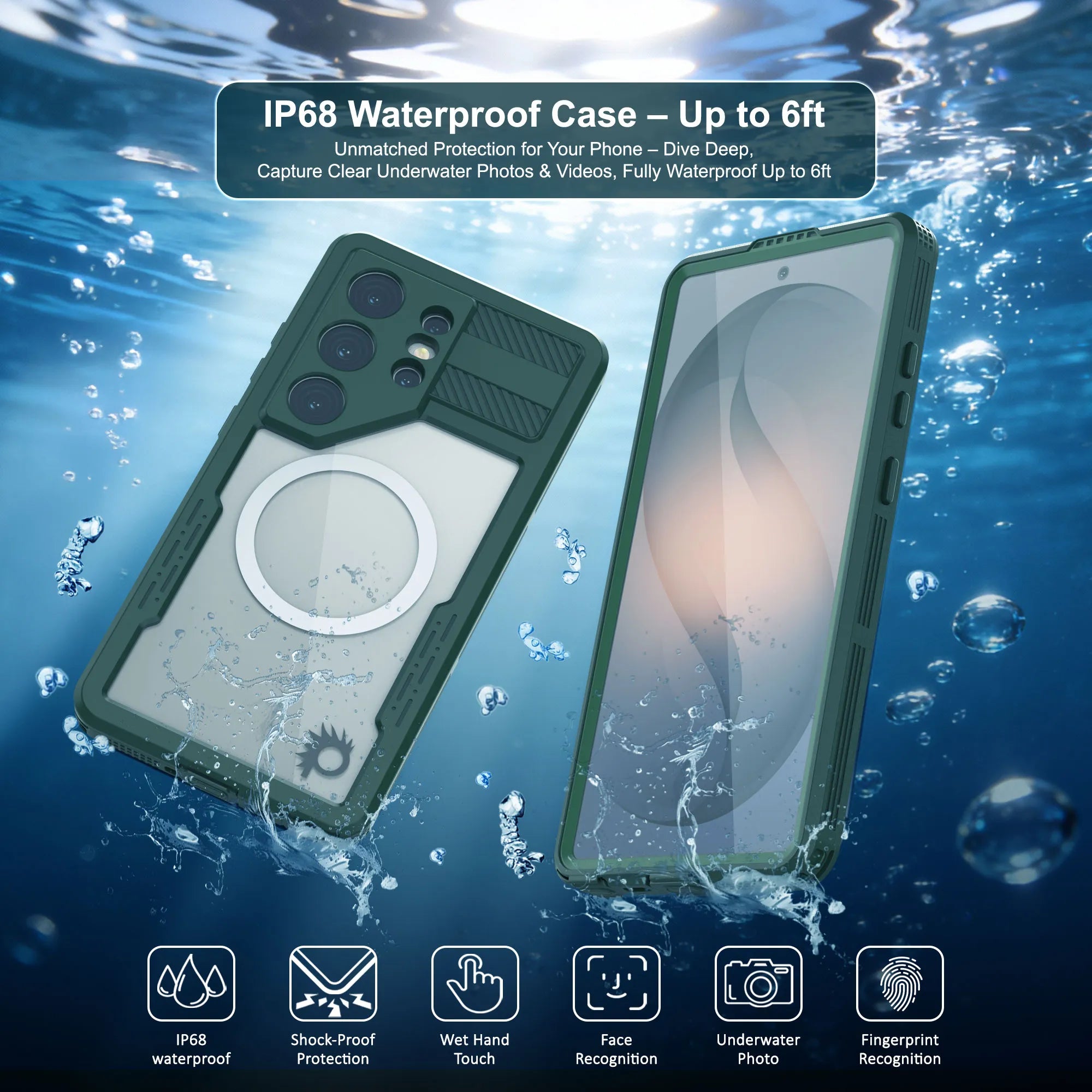 Galaxy S26 Ultra Waterproof Case [Alpine 2.0 Series] [Slim Fit] [IP68 Certified] [Shockproof] [Green]