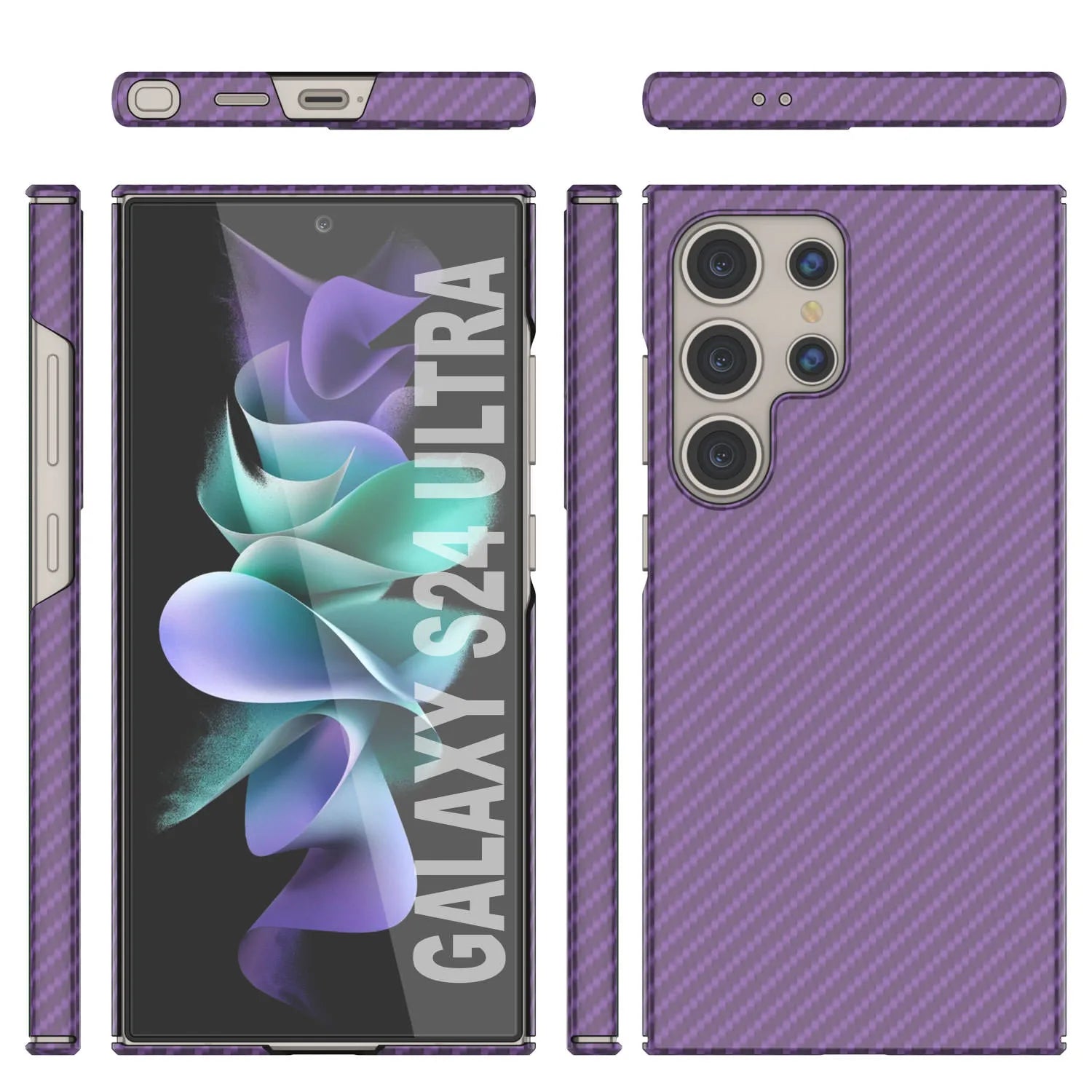 Galaxy S24 Ultra Case, Punkcase CarbonShield, Heavy Duty & Ultra Thin Cover [shockproof][non slip] [Purple]