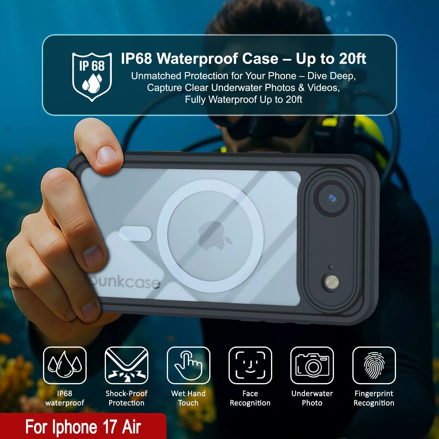 iPhone 17 Air Waterproof Case, Punkcase [Extreme Series] Armor Cover W/ Built In Screen Protector [Yellow]