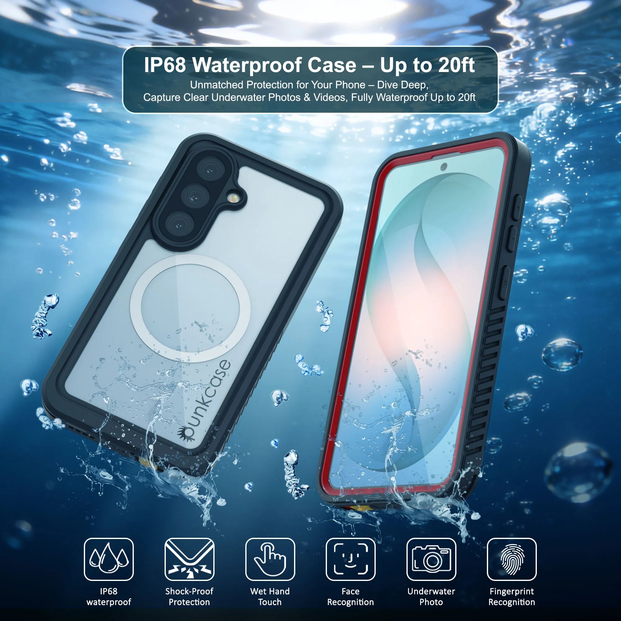Galaxy S26 Plus Waterproof Case, Punkcase [Extreme Mag Series] Armor Cover W/ Built In Screen Protector [Red]