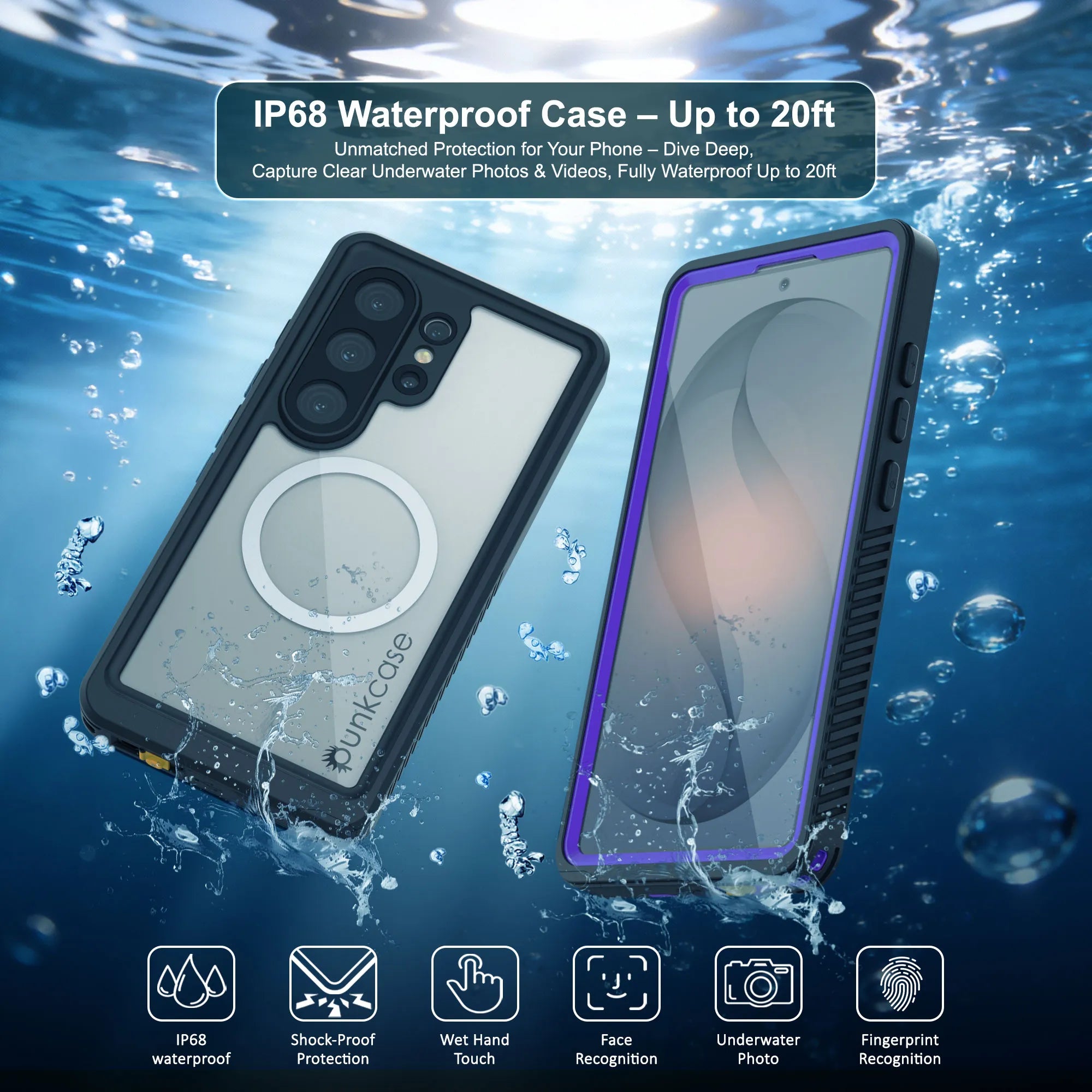 Products Galaxy S26 Ultra Waterproof Case, Punkcase [Extreme Mag Series] Armor Cover W/ Built In Screen Protector [Purple]