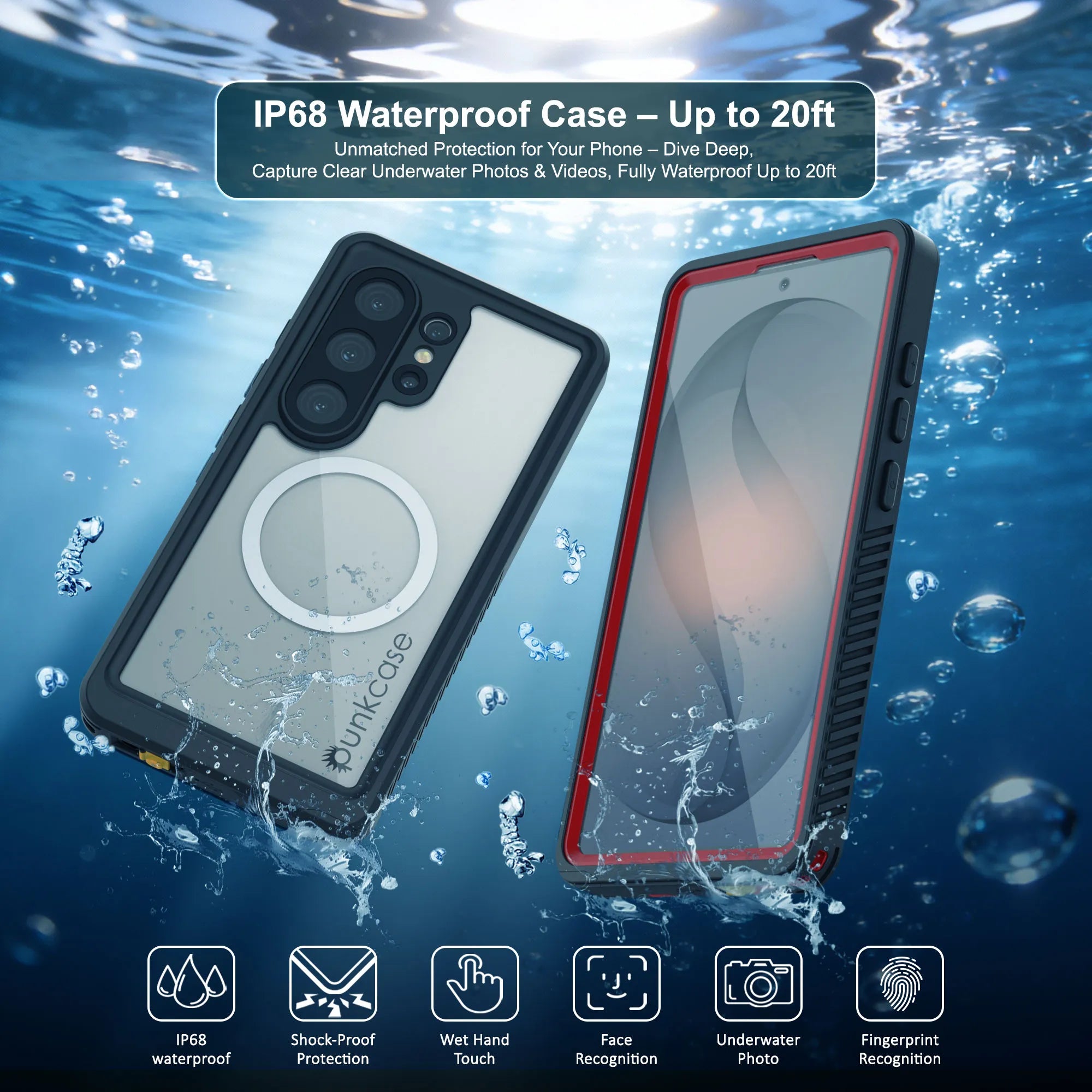 Galaxy S26 Ultra Waterproof Case, Punkcase [Extreme Mag Series] Armor Cover W/ Built In Screen Protector [Red]