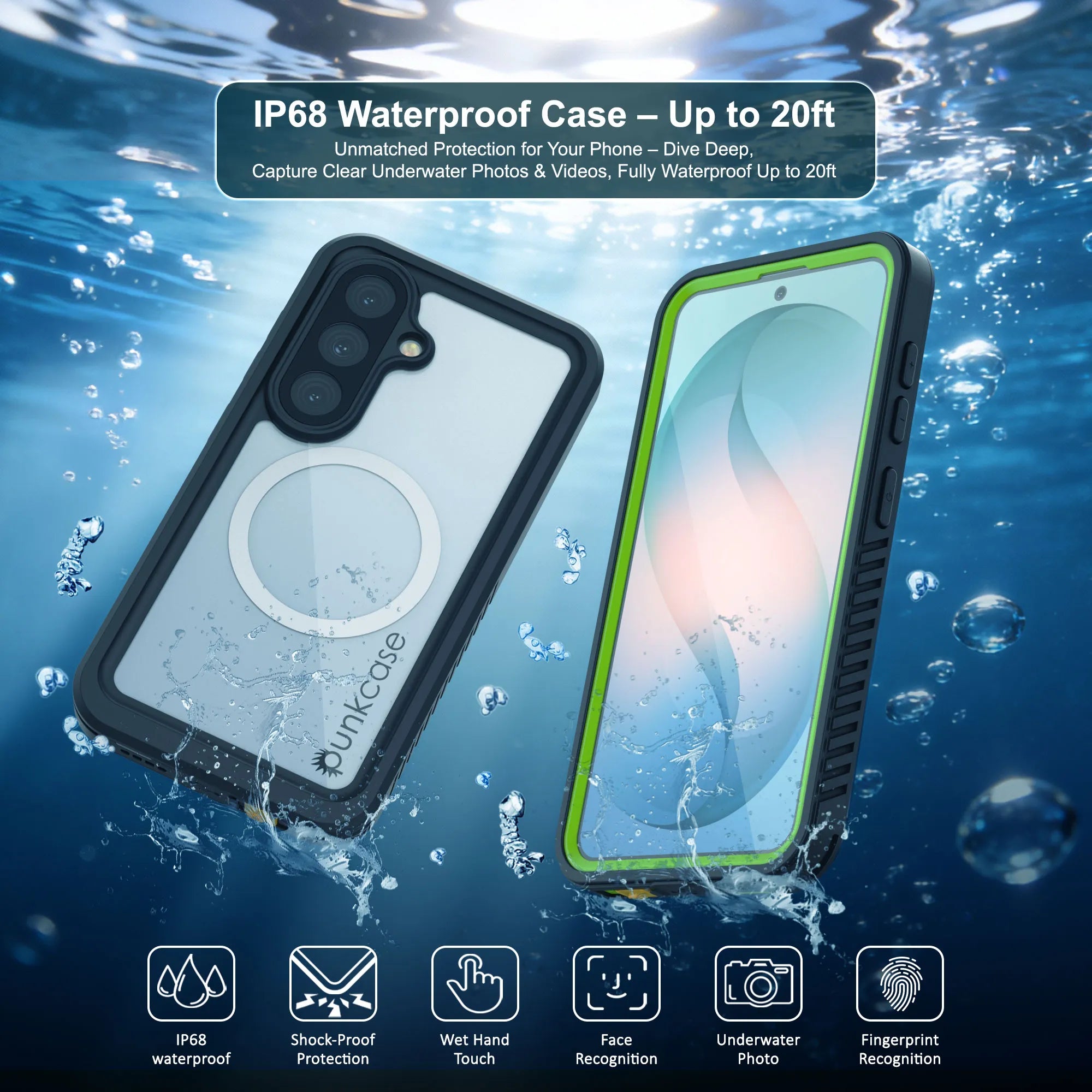 Galaxy S26 Waterproof Case, Punkcase [Extreme Mag Series] Armor Cover W/ Built In Screen Protector [Green]