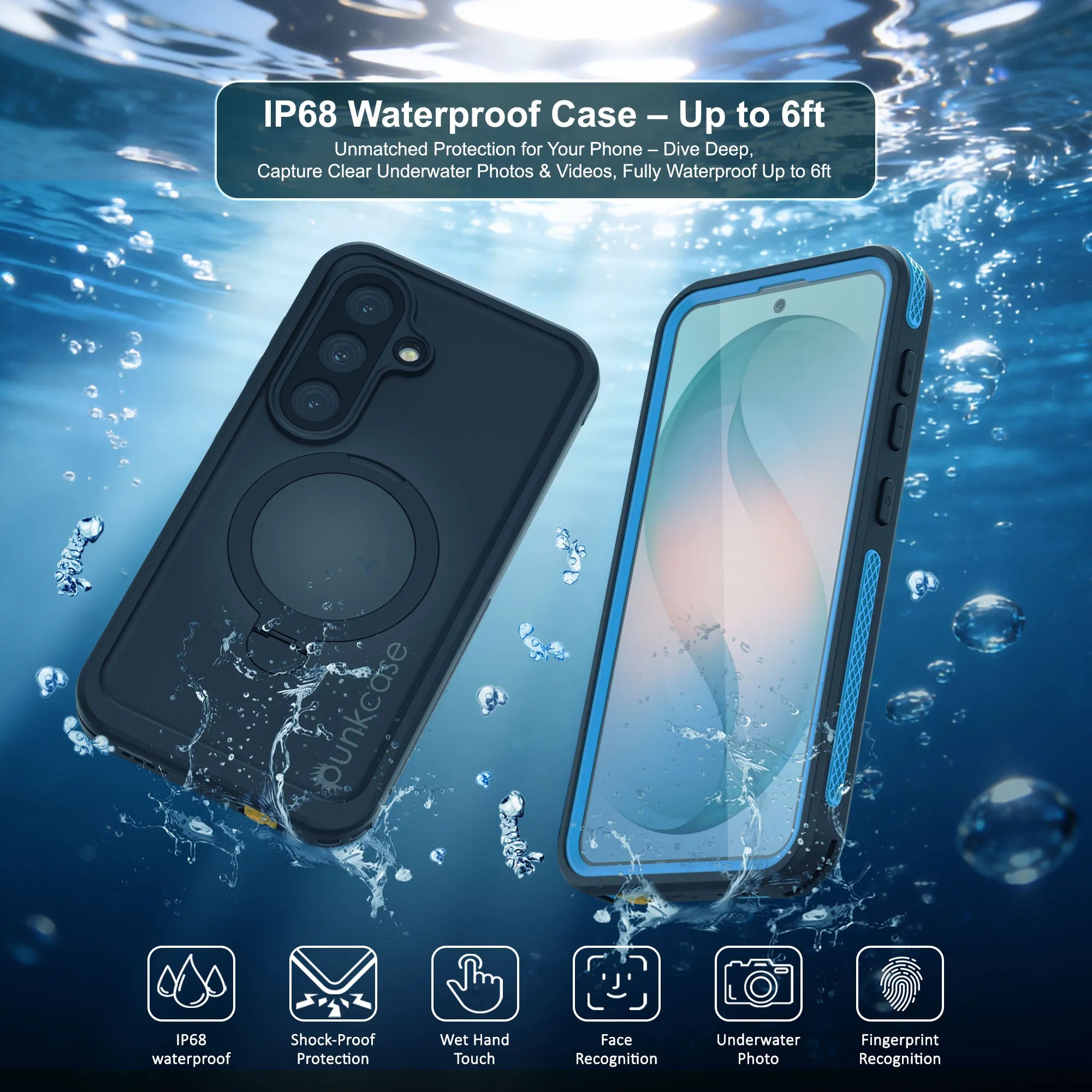 Galaxy S26 Plus Waterproof Case [Kickstud 2.0 Series] Protective IP68 Cover W/Screen Protector & Kickstand [Blue]