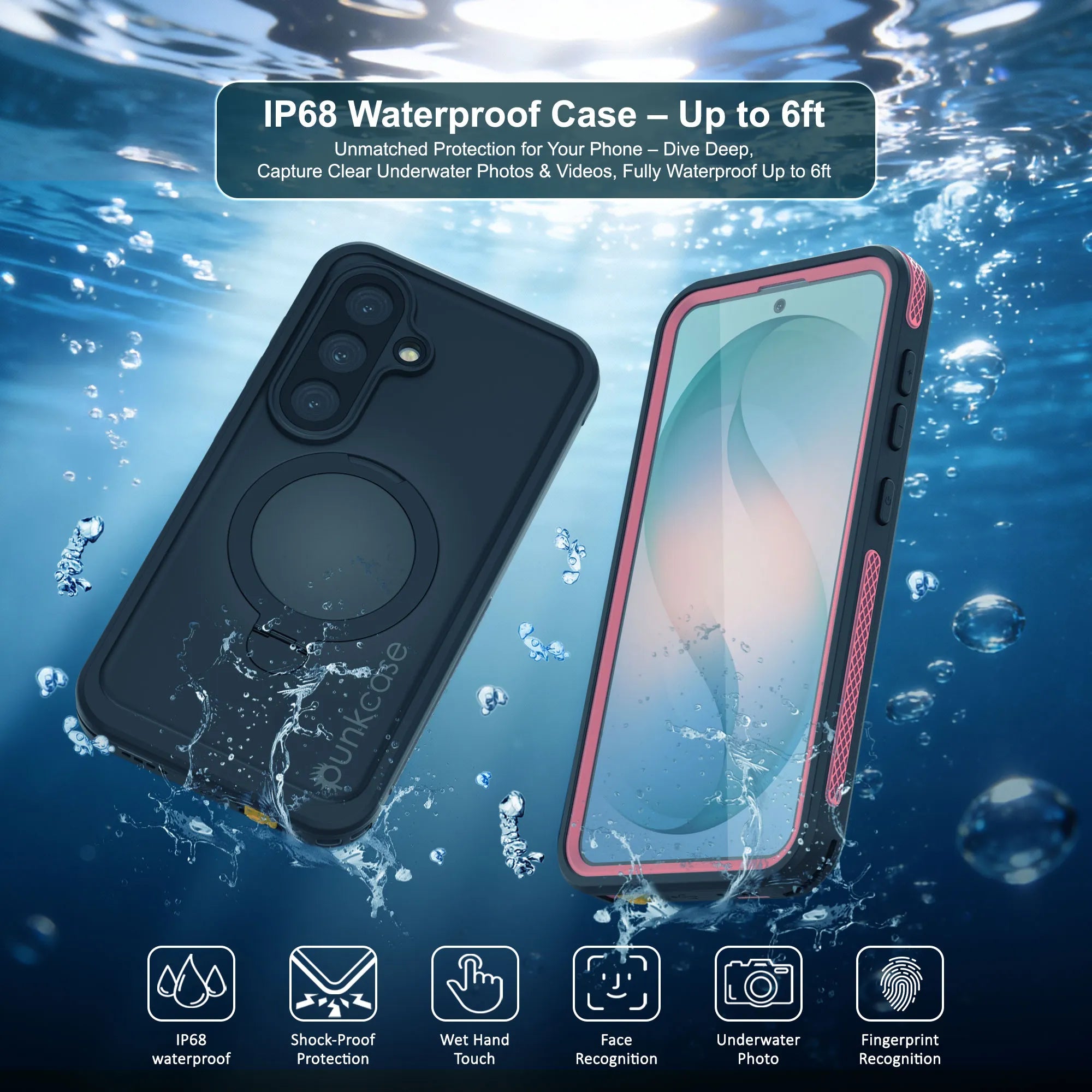 Galaxy S26 Plus Waterproof Case [Kickstud 2.0 Series] Protective IP68 Cover W/Screen Protector & Kickstand [Pink]