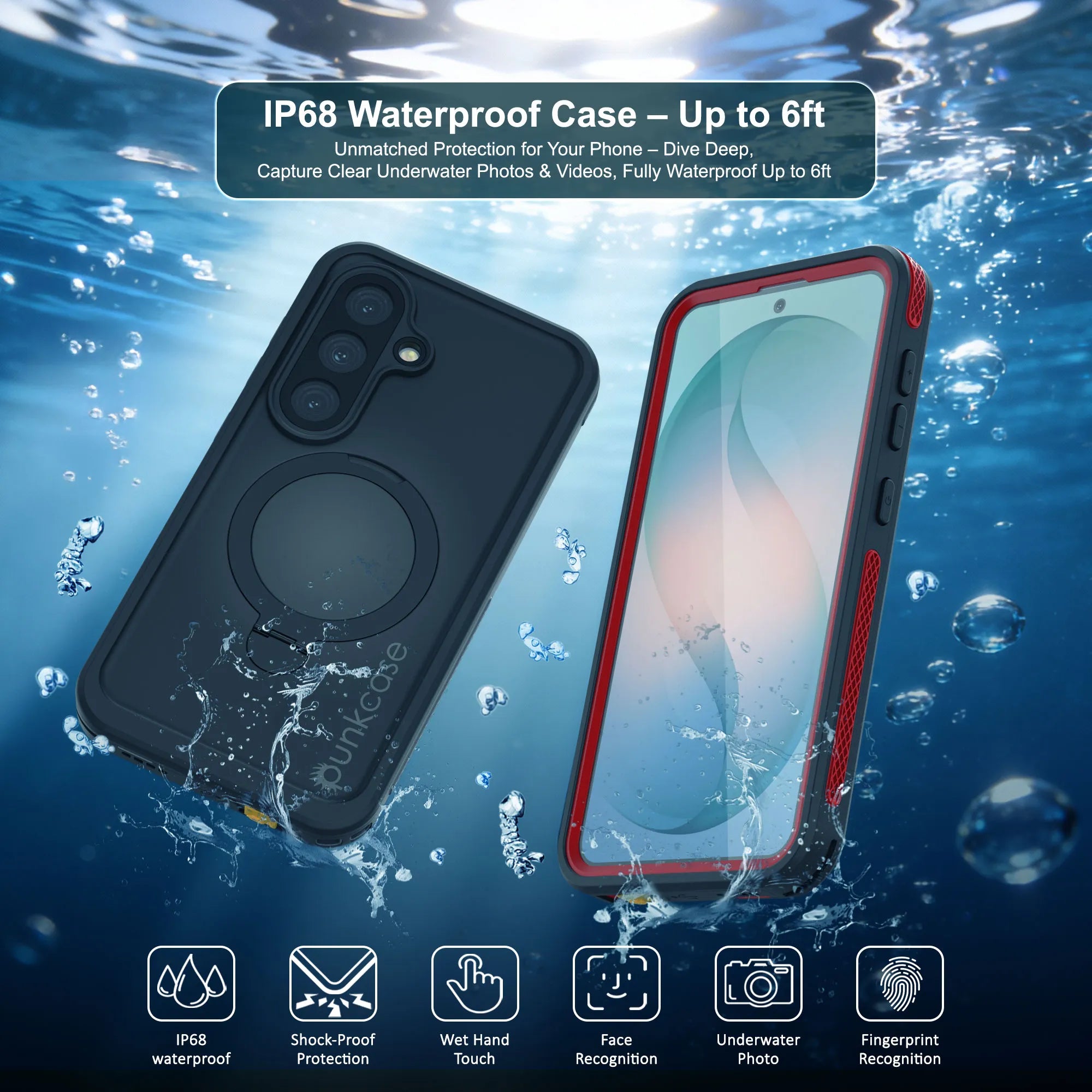 Galaxy S26 Plus Waterproof Case [Kickstud 2.0 Series] Protective IP68 Cover W/Screen Protector & Kickstand [Red]