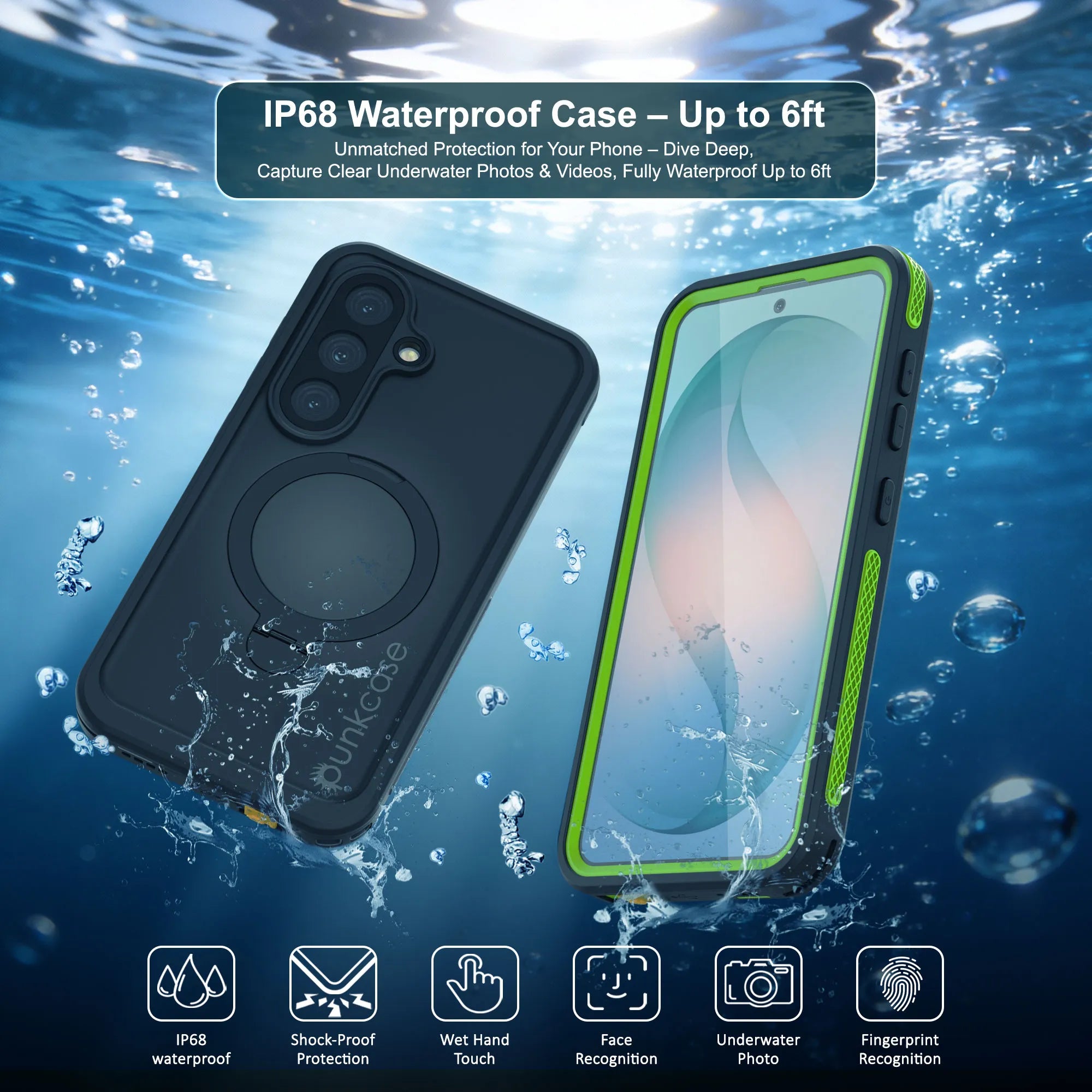 Galaxy S26 Plus Waterproof Case [Kickstud 2.0 Series] Protective IP68 Cover W/Screen Protector & Kickstand [Green]