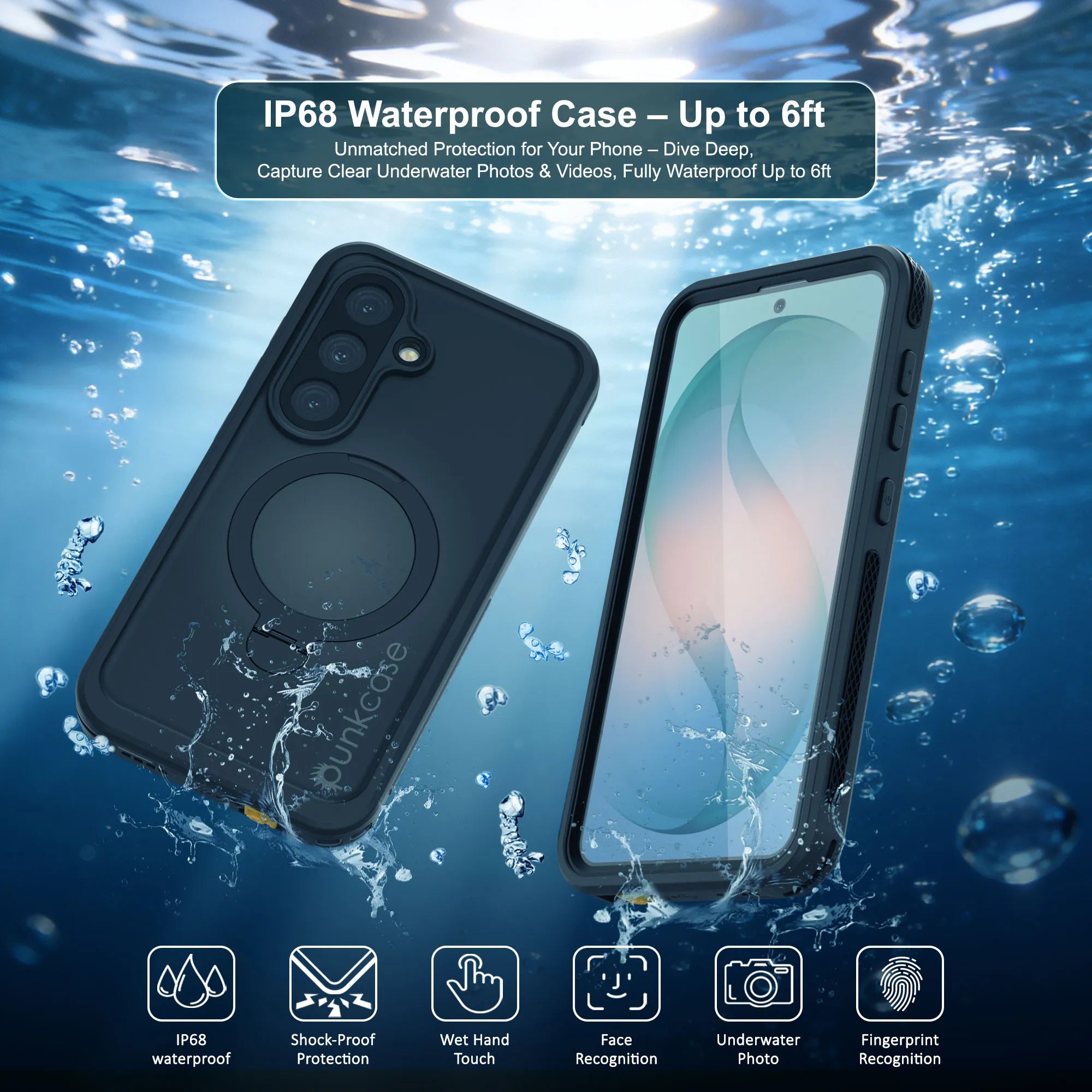 Galaxy S26 Plus Waterproof Case [Kickstud 2.0 Series] Protective IP68 Cover W/Screen Protector & Kickstand [Black]