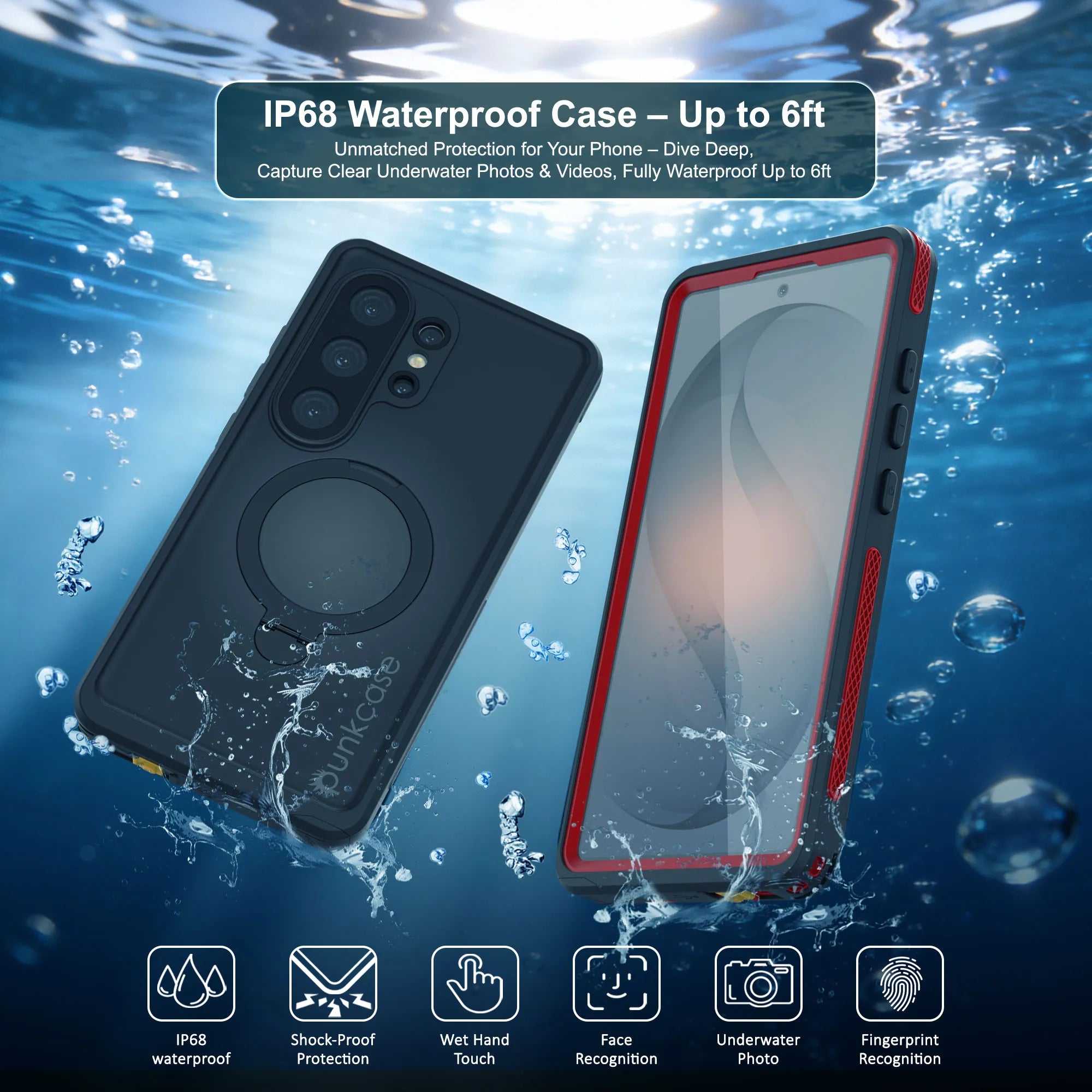 Galaxy S26 Ultra Waterproof Case [Kickstud 2.0 Series] Protective IP68 Cover W/Screen Protector & Kickstand [Red]