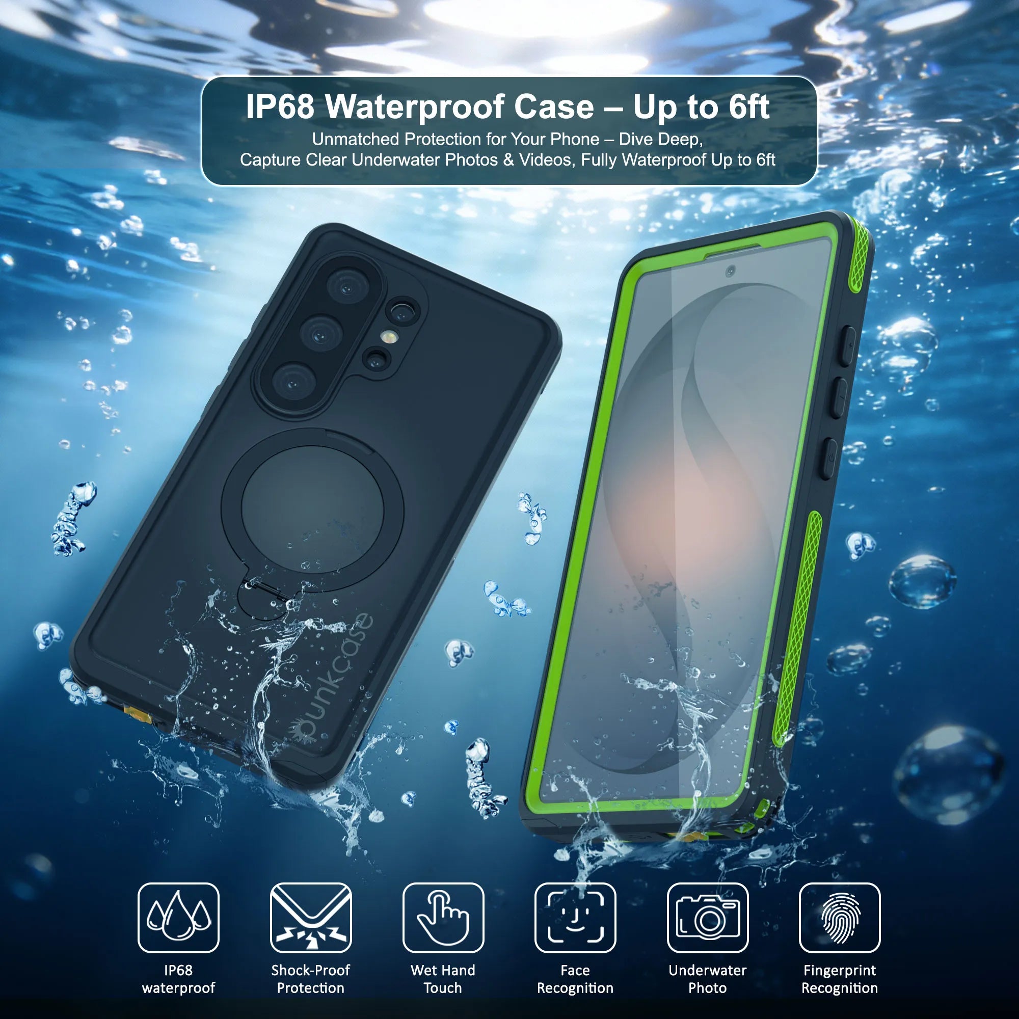 Galaxy S26 Ultra Waterproof Case [Kickstud 2.0 Series] Protective IP68 Cover W/Screen Protector & Kickstand [Green]