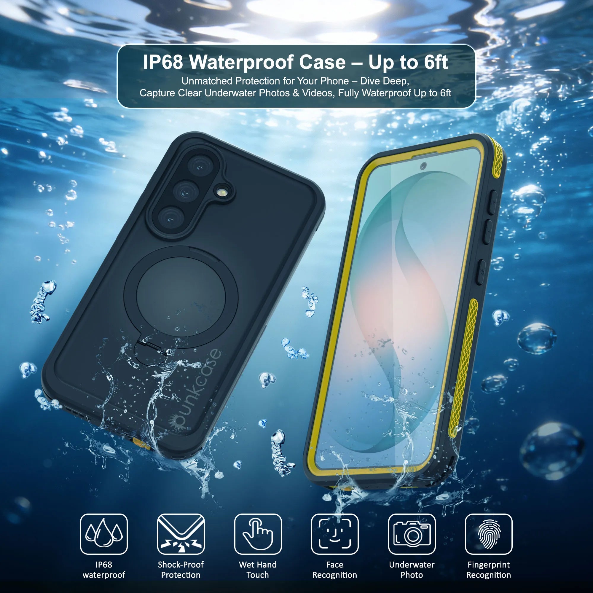 Galaxy S26 Waterproof Case [Kickstud 2.0 Series] Protective IP68 Cover W/Screen Protector & Kickstand [Yellow]
