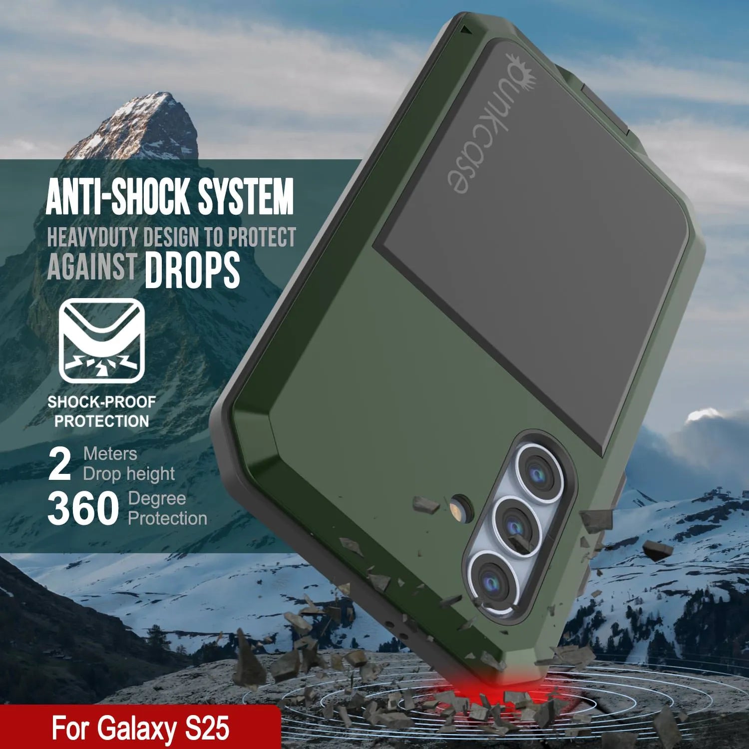 Galaxy S25 Metal Case, Heavy Duty Military Grade Armor Cover [shock proof] Full Body Hard [Dark Green]