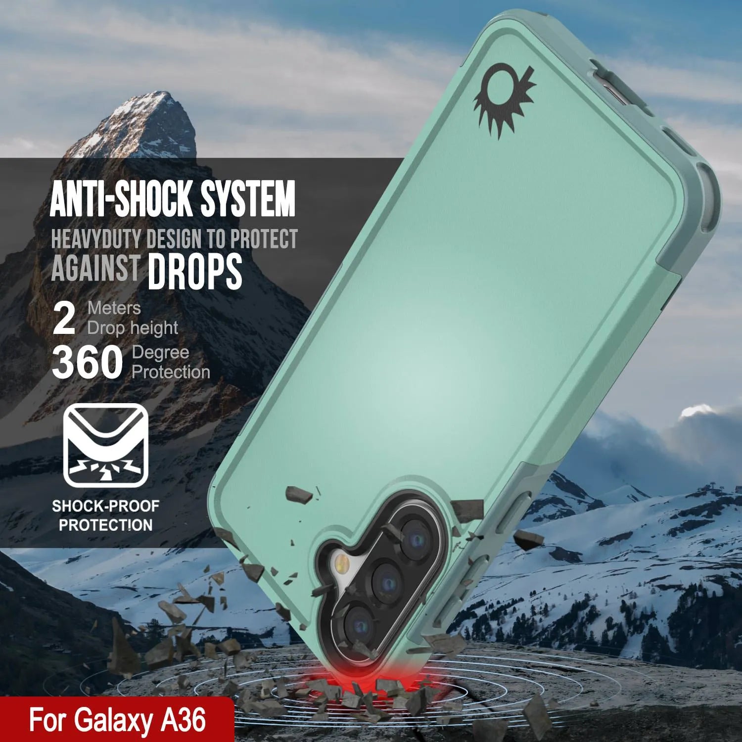 PunkCase Galaxy A36 Case, [Spartan 2.0 Series] Clear Rugged Heavy Duty Cover [Teal]