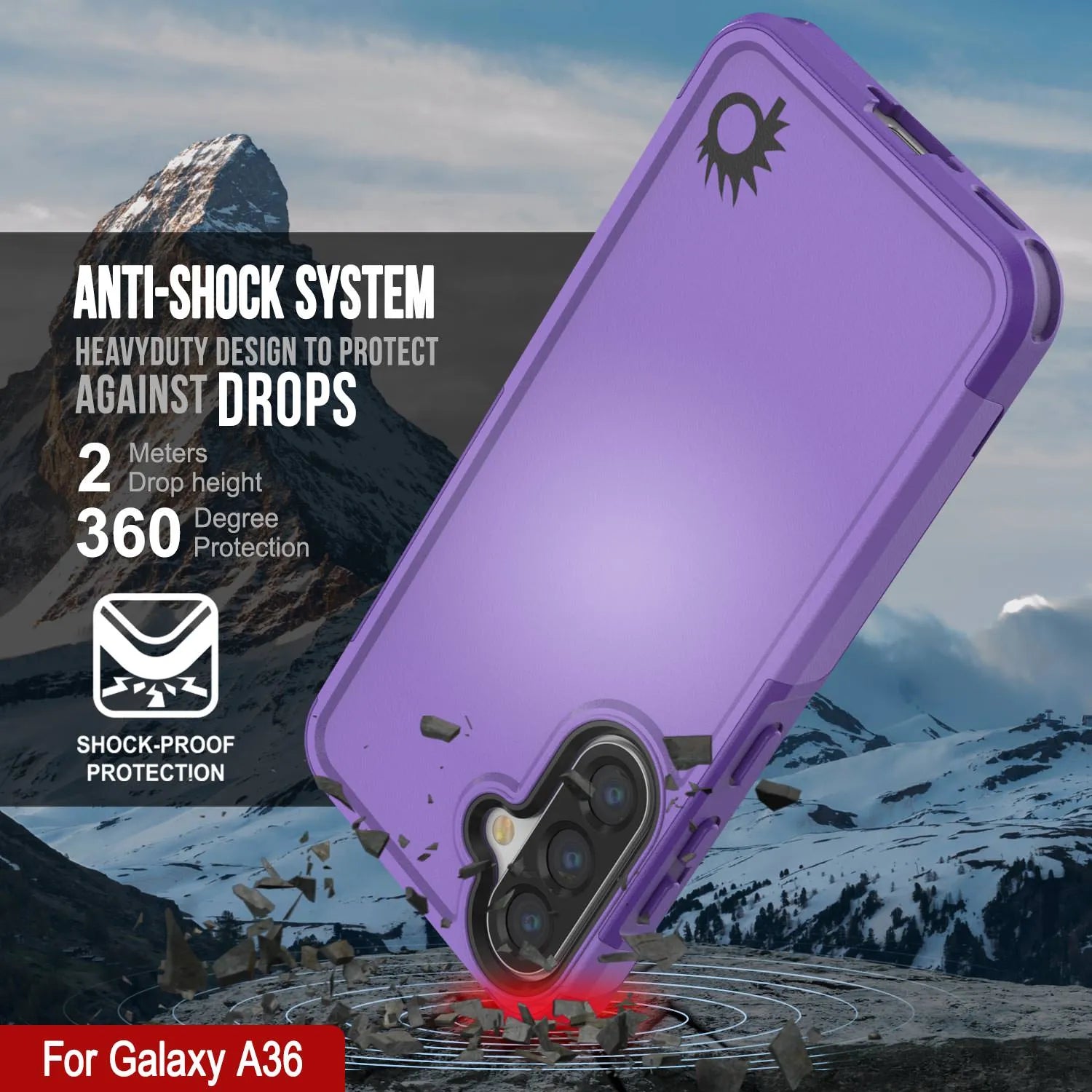 PunkCase Galaxy A36 Case, [Spartan 2.0 Series] Clear Rugged Heavy Duty Cover [Purple]