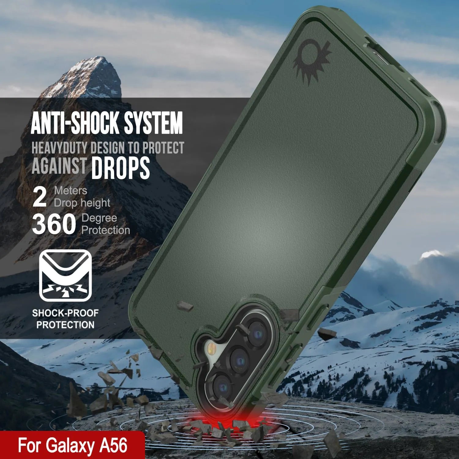 PunkCase Galaxy A56 Case, [Spartan 2.0 Series] Clear Rugged Heavy Duty Cover [Dark Green]