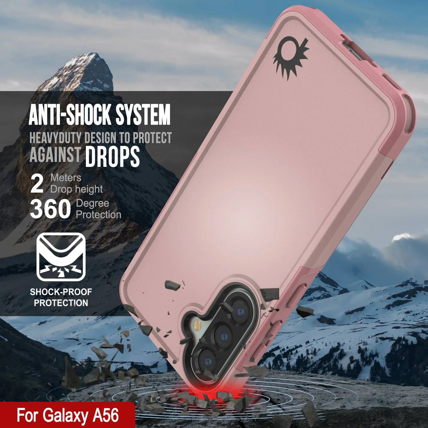 PunkCase Galaxy A56 Case, [Spartan 2.0 Series] Clear Rugged Heavy Duty Cover [Pink]