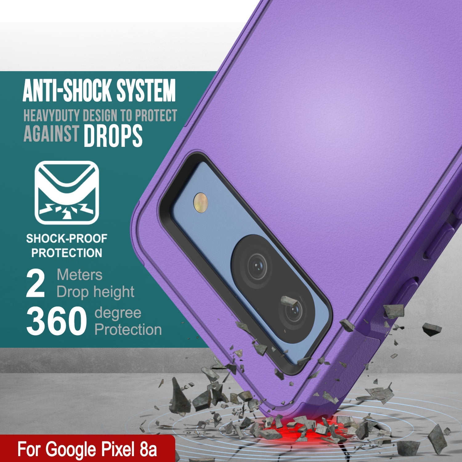 PunkCase Google Pixel 9 Pro XL Case, [Spartan 2.0 Series] Clear Rugged Heavy Duty Cover W/Built in Screen Protector [Purple]