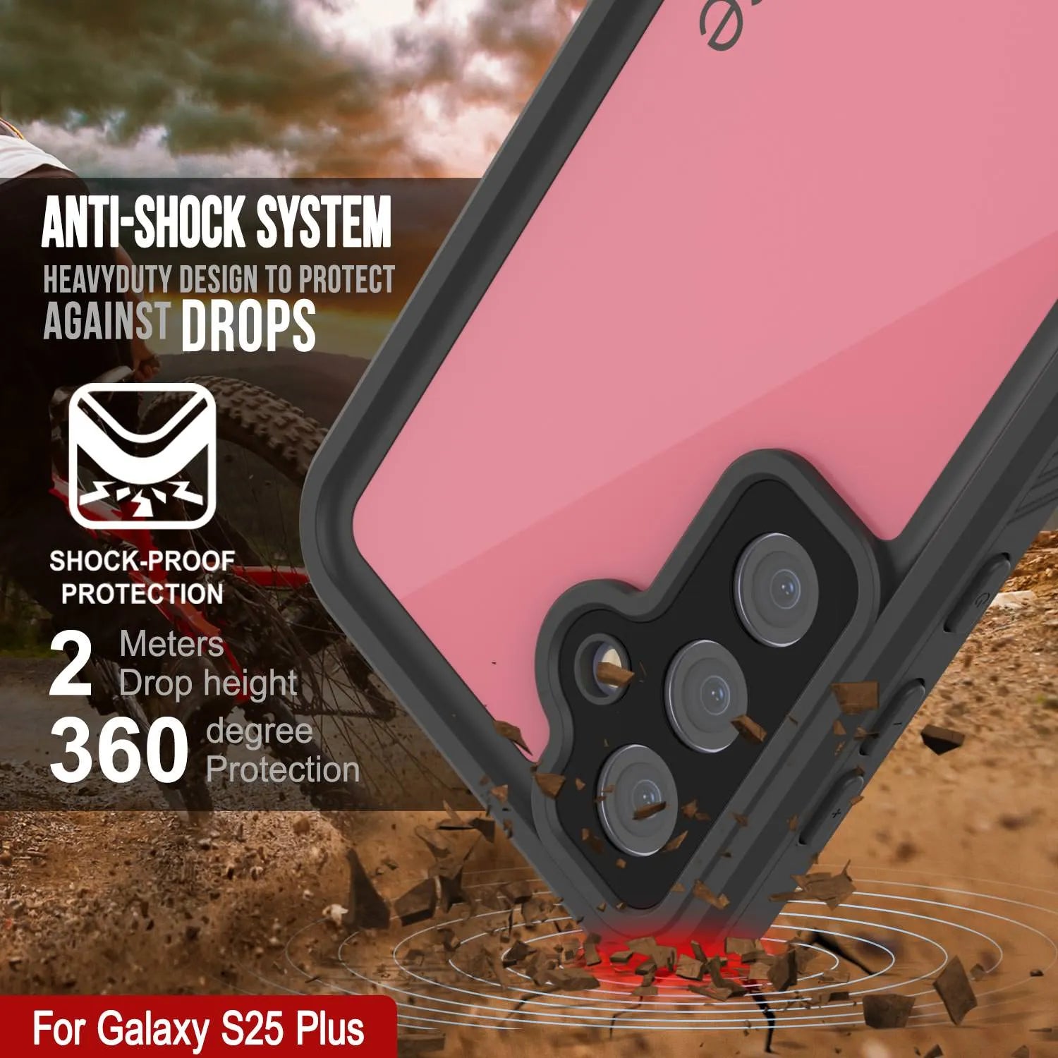 Galaxy S25+ Plus Waterproof Case PunkCase StudStar Pink Thin 6.7ft Underwater IP68 Shock/Snow Proof