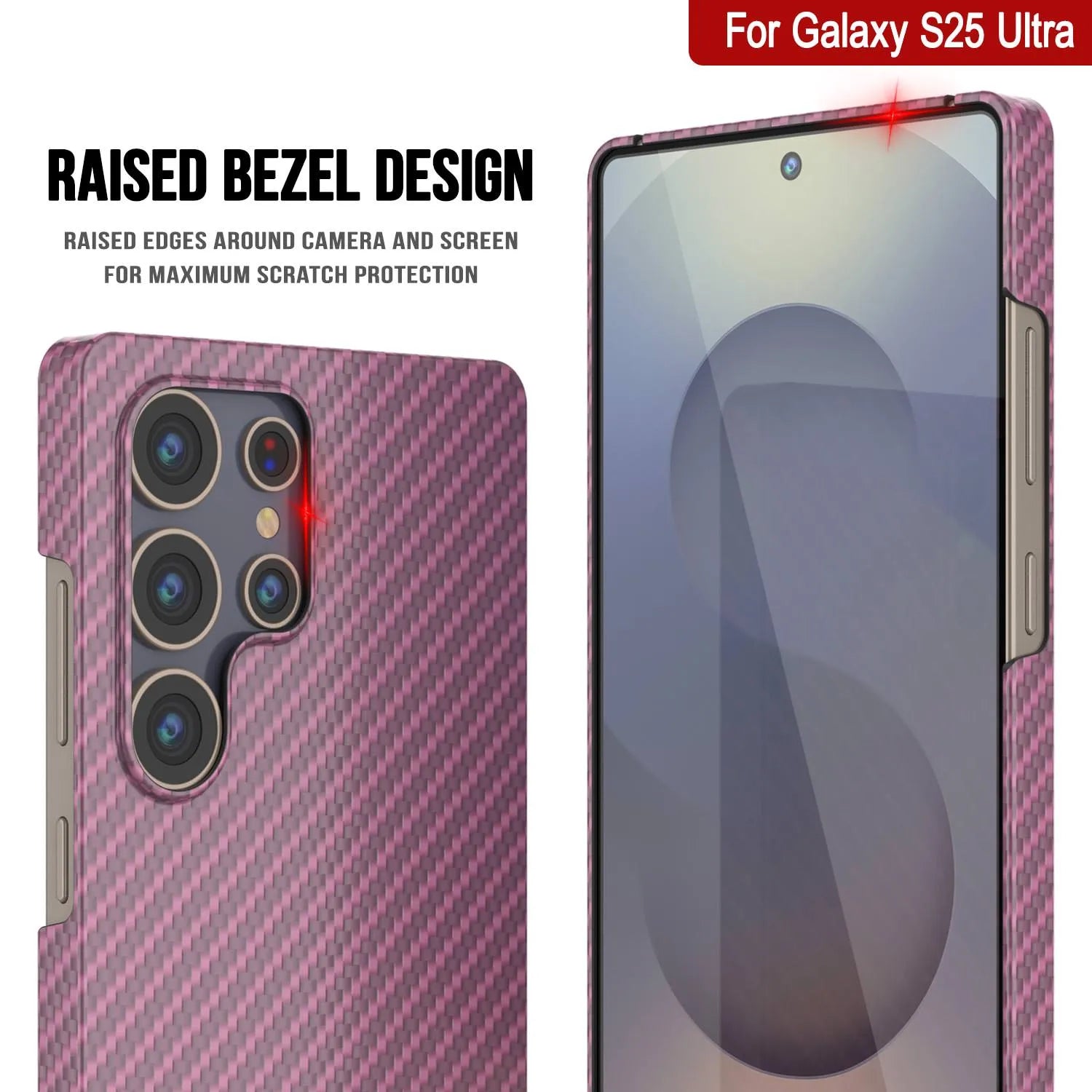 Punkcase Galaxy S25 Ultra Carbon Fiber Case [AramidShield Series] Ultra Slim & Light Kevlar [Pink]