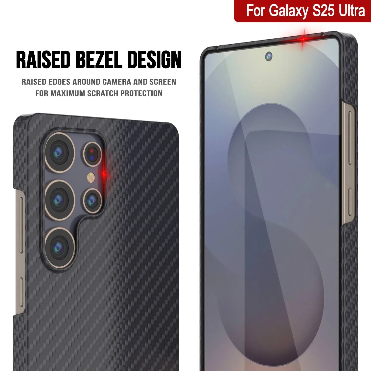 Punkcase Galaxy S25 Ultra Carbon Fiber Case [AramidShield Series] Ultra Slim & Light Kevlar [Black]