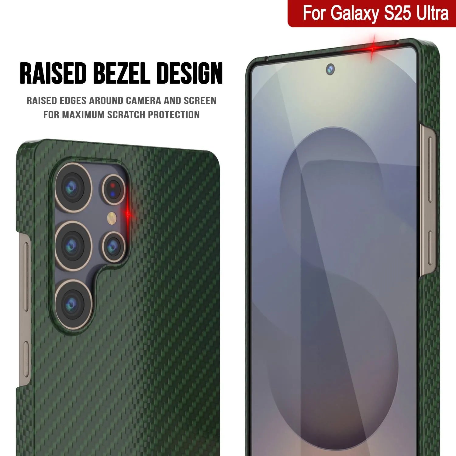 Punkcase Galaxy S25 Ultra Carbon Fiber Case [AramidShield Series] Ultra Slim & Light Kevlar [Green]