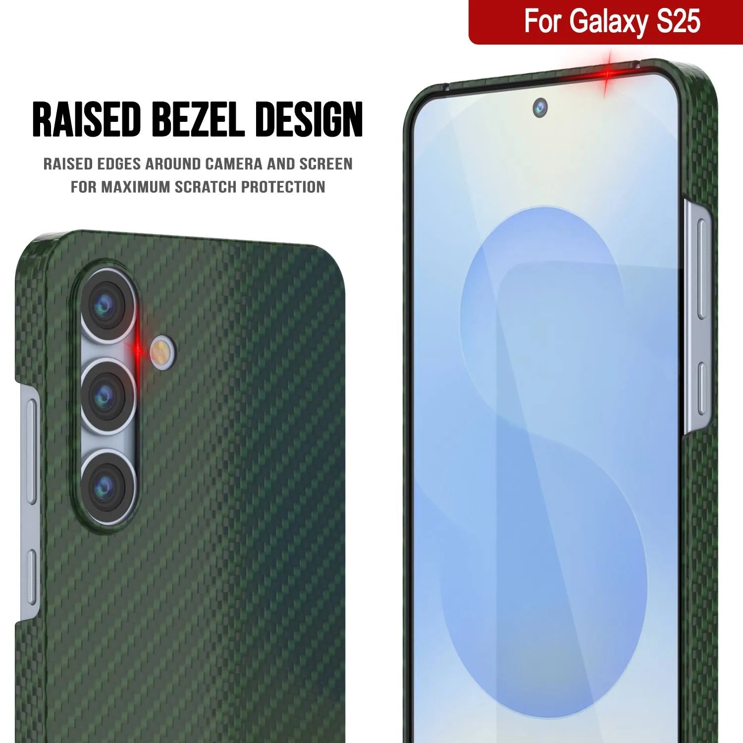 Punkcase Galaxy S25 Carbon Fiber Case [AramidShield Series] Ultra Slim & Light Kevlar [Green]