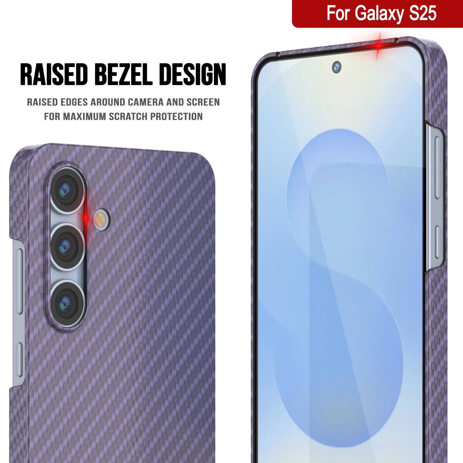 Punkcase Galaxy S25 Carbon Fiber Case [AramidShield Series] Ultra Slim & Light Kevlar [Lilac]