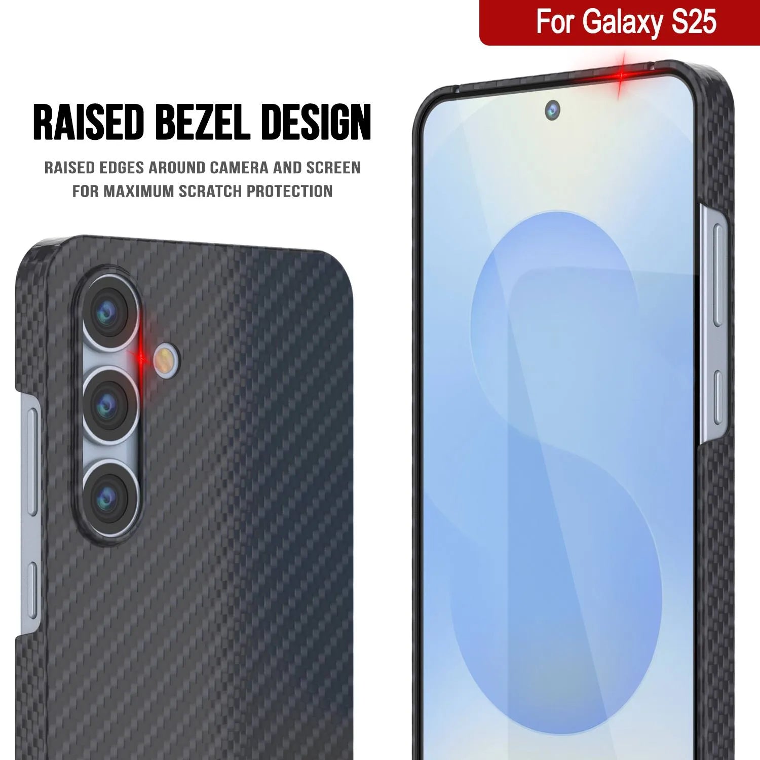 Punkcase Galaxy S25 Carbon Fiber Case [AramidShield Series] Ultra Slim & Light Kevlar [Black]