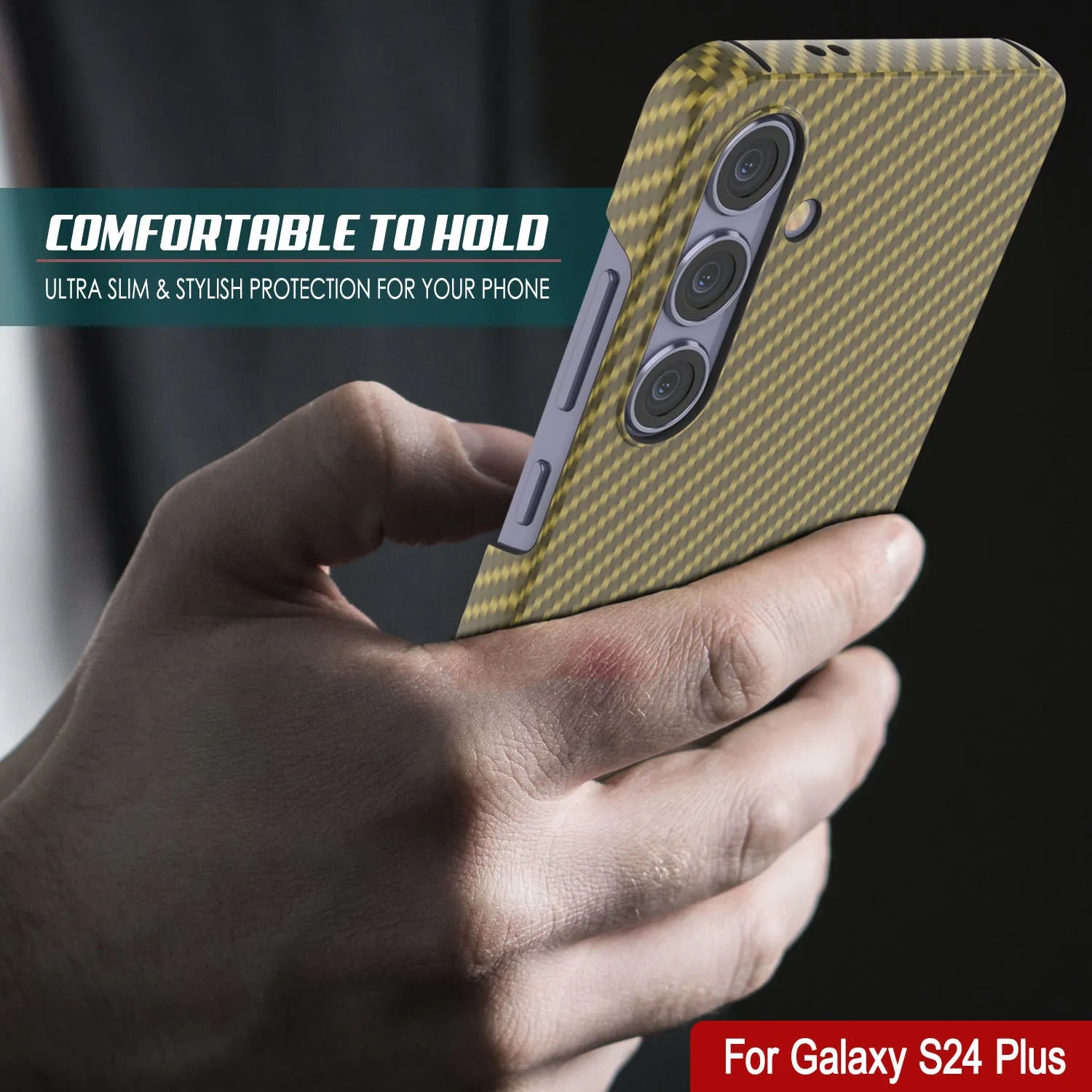 Galaxy S24 Plus Case, Punkcase CarbonShield, Heavy Duty & Ultra Thin Cover [shockproof][non slip] [Yellow]