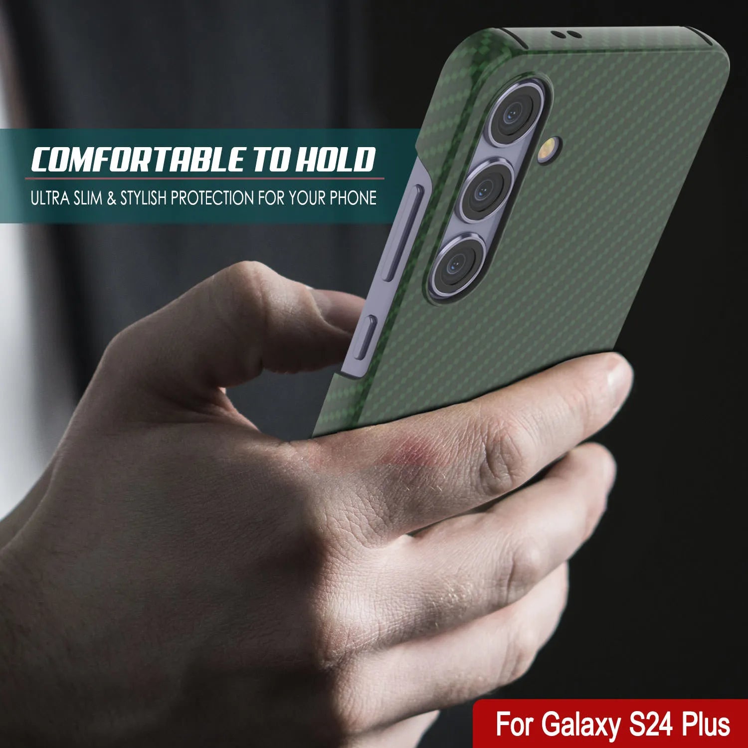 Galaxy S24 Plus Case, Punkcase CarbonShield, Heavy Duty & Ultra Thin Cover [shockproof][non slip] [Dark Green]