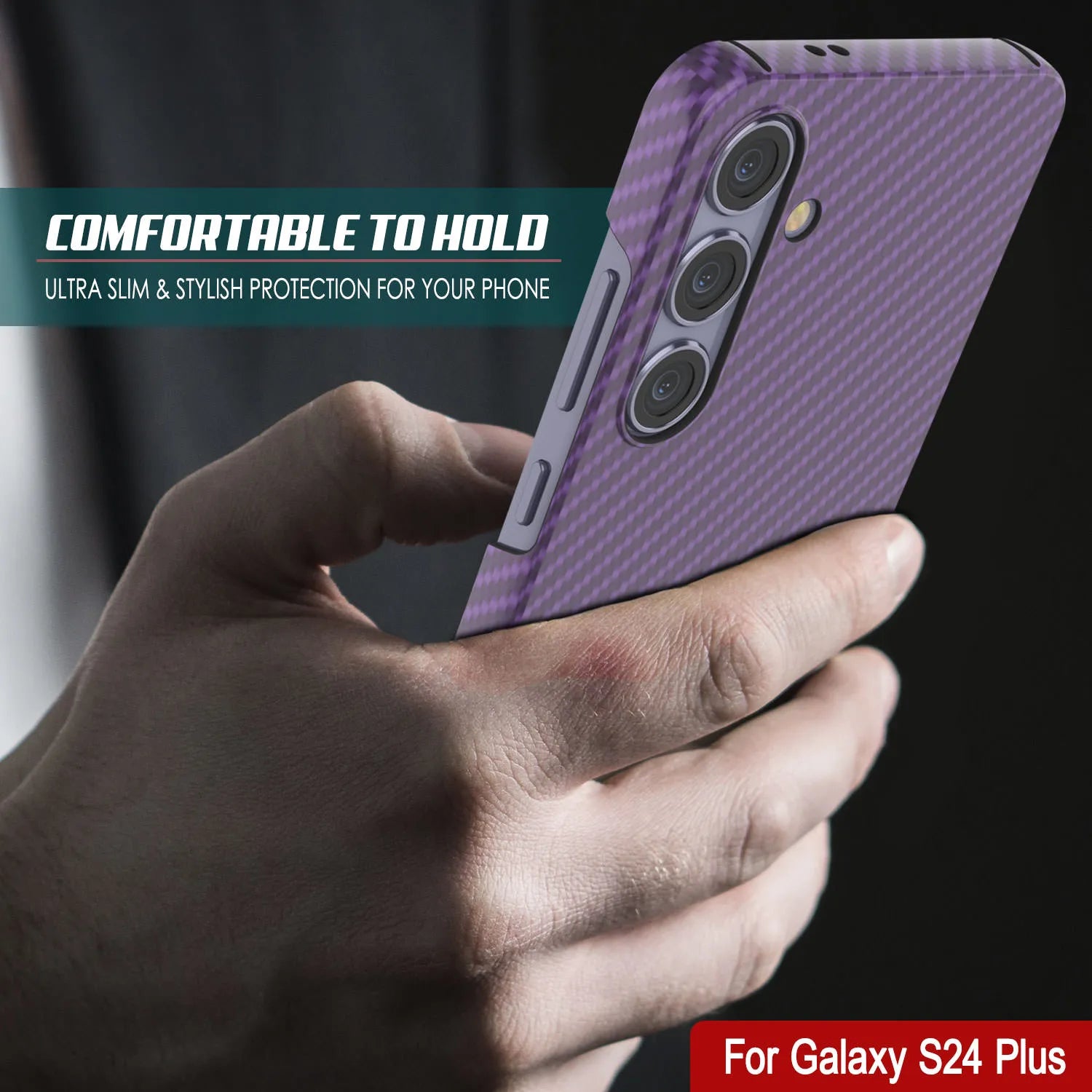 Galaxy S24 Plus Case, Punkcase CarbonShield, Heavy Duty & Ultra Thin Cover [shockproof][non slip] [Purple]