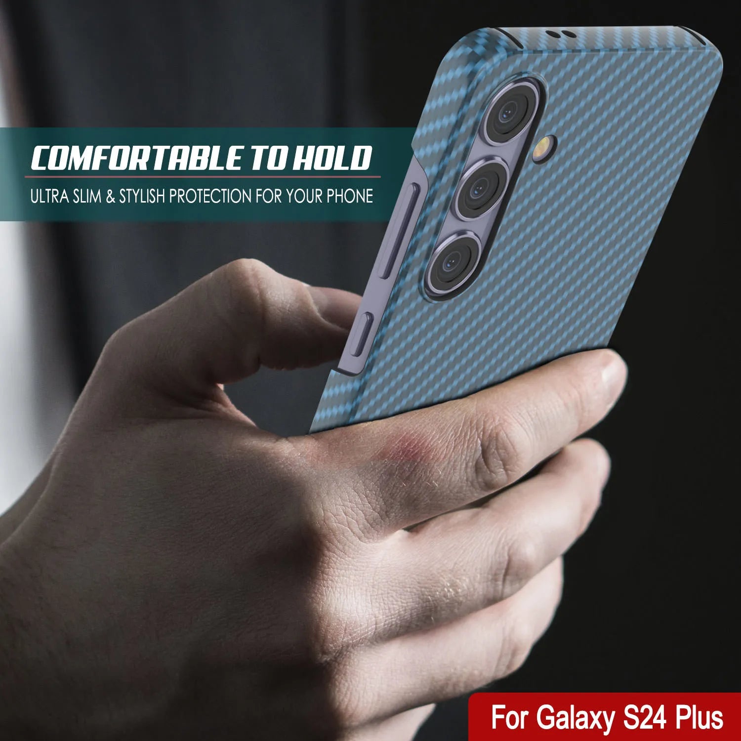 Galaxy S24 Plus Case, Punkcase CarbonShield, Heavy Duty & Ultra Thin Cover [shockproof][non slip] [Light Blue]