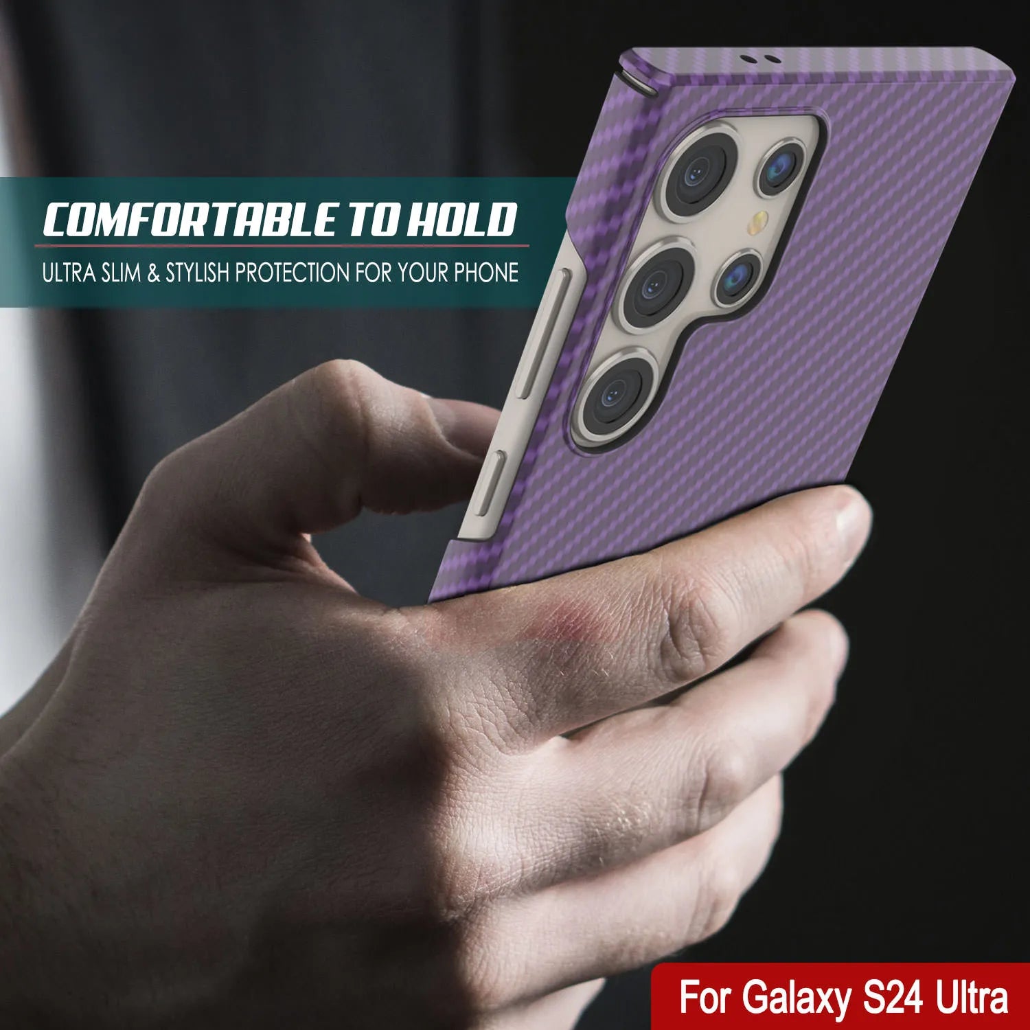 Galaxy S24 Ultra Case, Punkcase CarbonShield, Heavy Duty & Ultra Thin Cover [shockproof][non slip] [Purple]