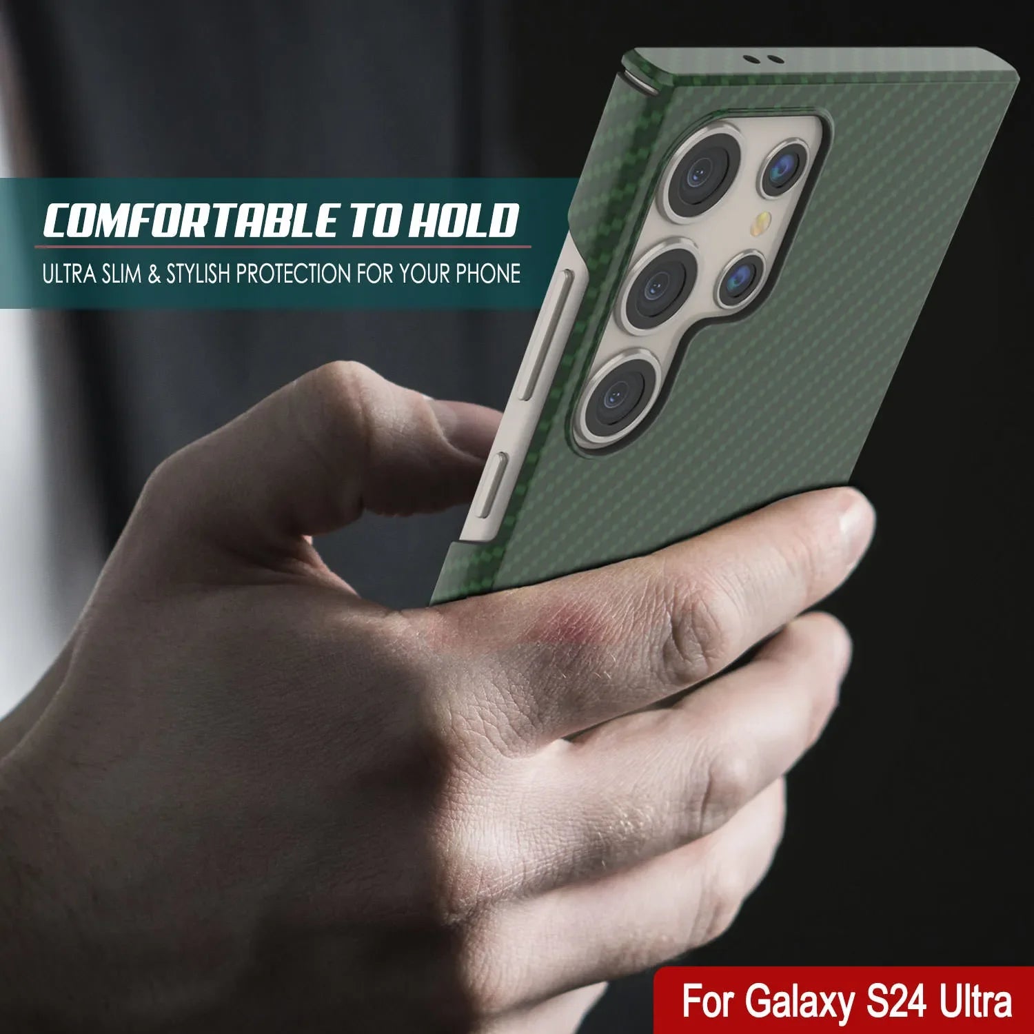 Galaxy S24 Ultra Case, Punkcase CarbonShield, Heavy Duty & Ultra Thin Cover [shockproof][non slip] [Dark Green]