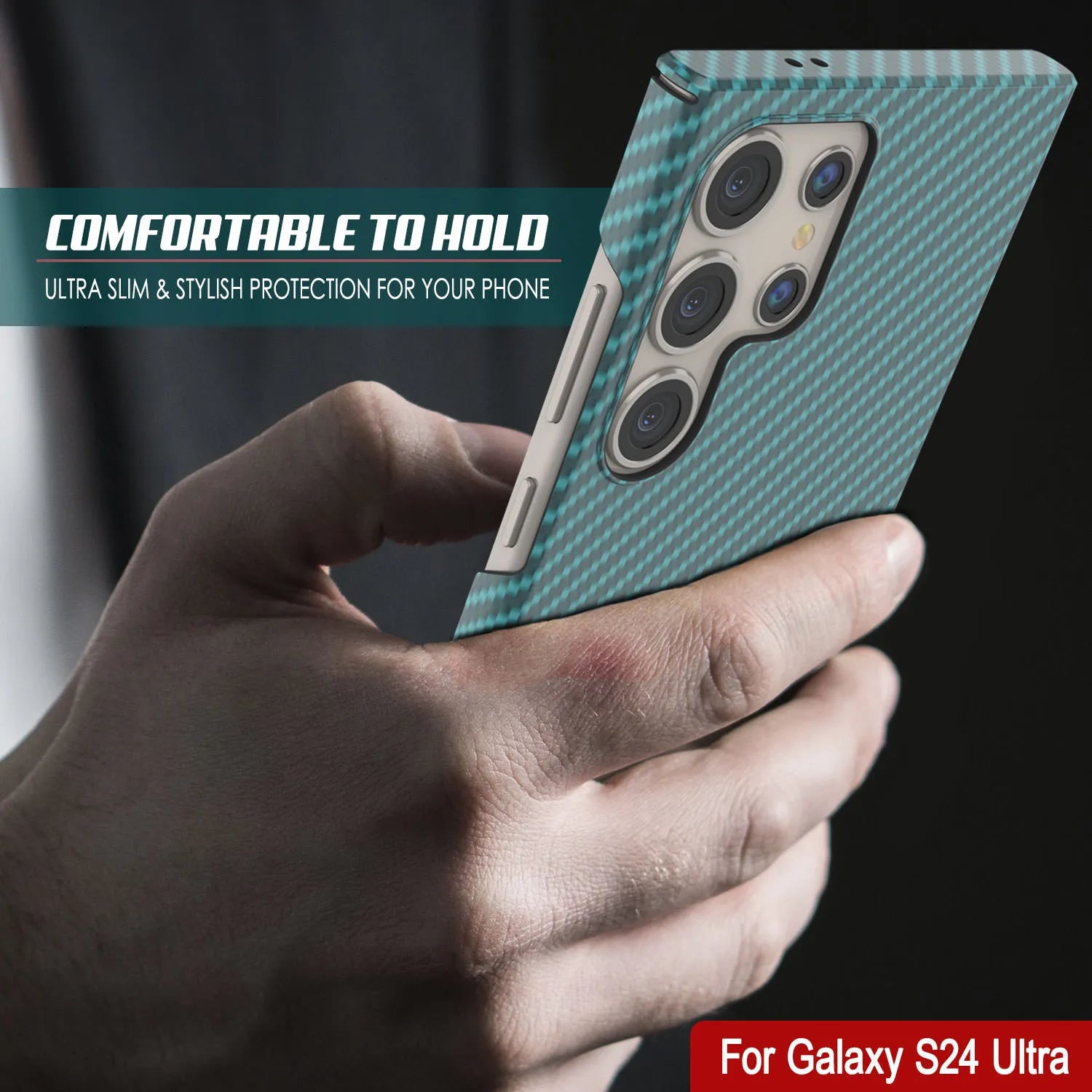 Galaxy S24 Ultra Case, Punkcase CarbonShield, Heavy Duty & Ultra Thin Cover [shockproof][non slip] [Teal]