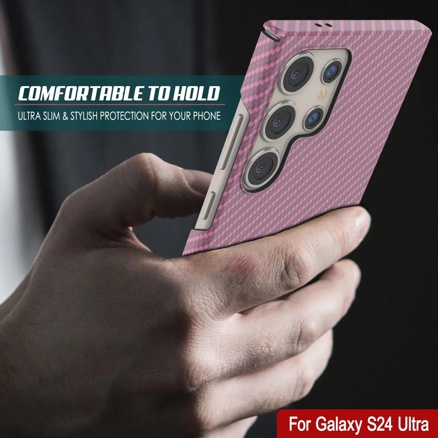 Galaxy S24 Ultra Case, Punkcase CarbonShield, Heavy Duty & Ultra Thin Cover [shockproof][non slip] [Pink]